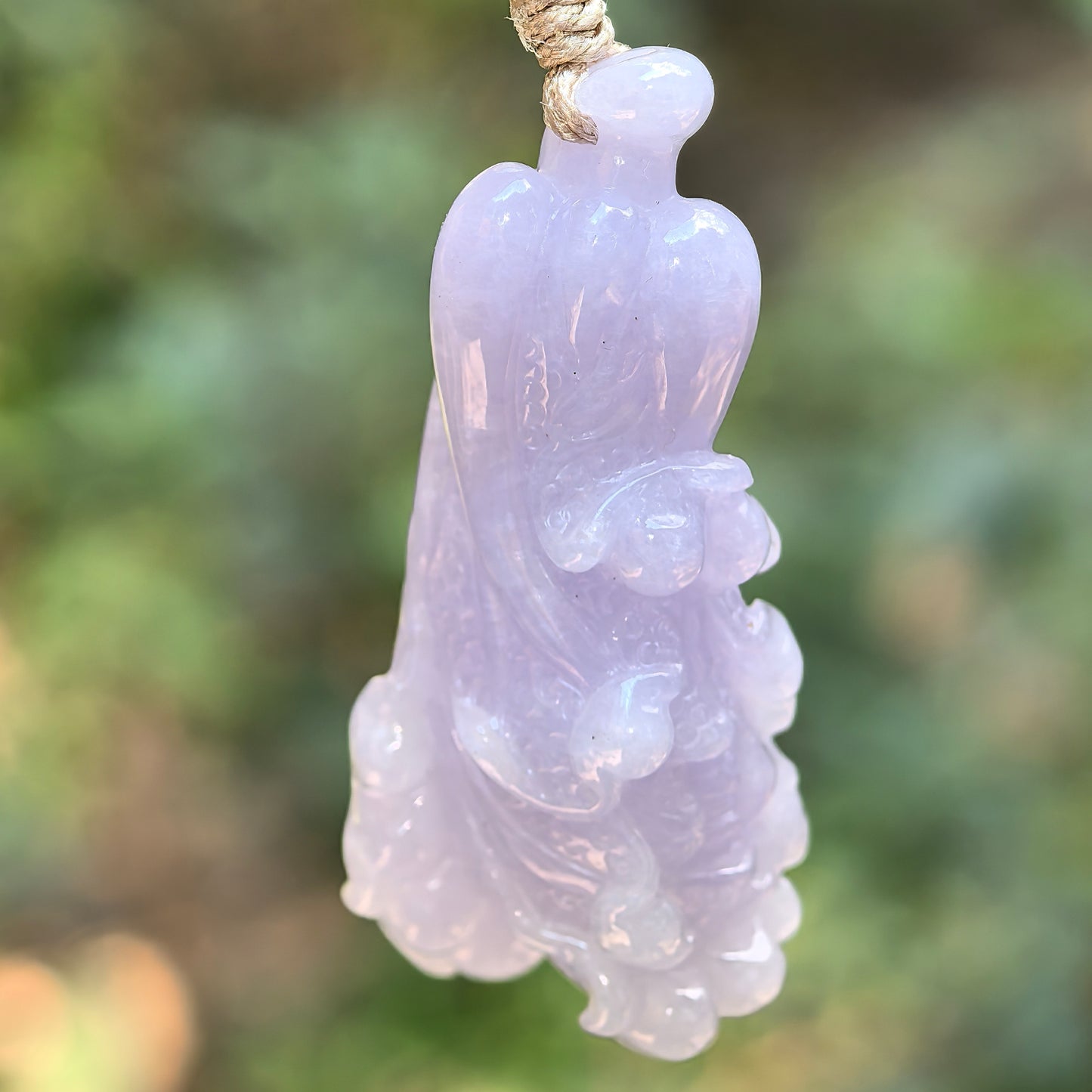 Natural Grade-A Jadeite Glutinous Icy Lavender Cabbage Pendant · Burmese Jade