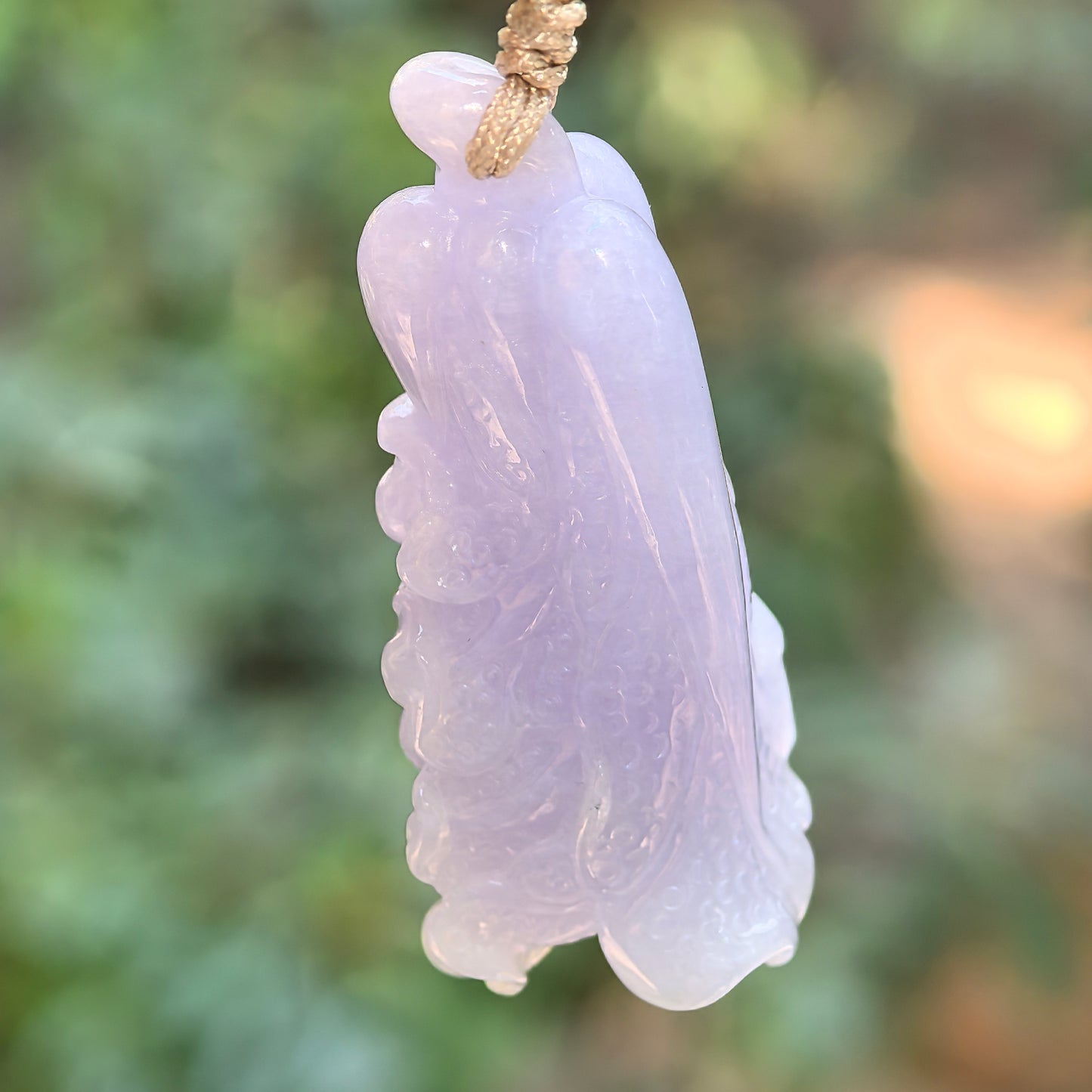 Natural Grade-A Jadeite Glutinous Icy Lavender Cabbage Pendant · Burmese Jade