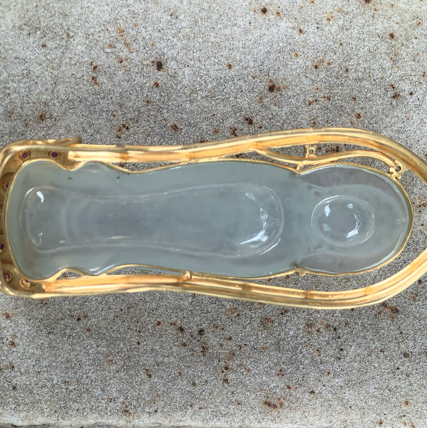 Natural Grade-A Jadeite Icy Translucent Guanyin Pendant with 18K Gold · Burmese Jadeite