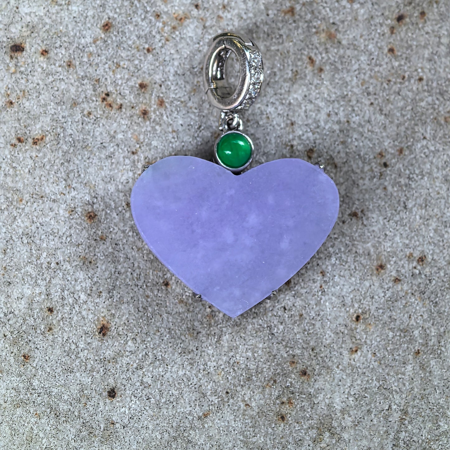 Natural Grade-A Jadeite Icy Lavender Heart Pendant in 18K Gold · Burmese Jade