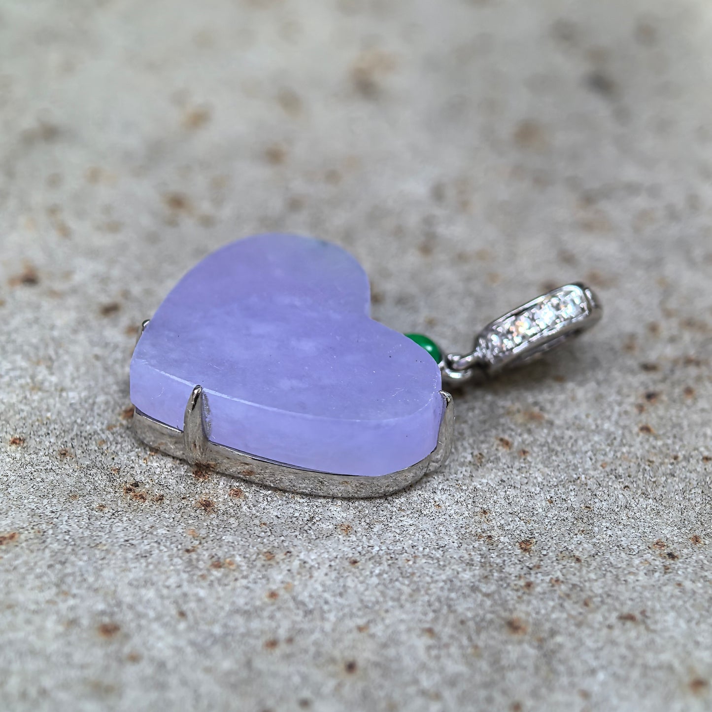 Natural Grade-A Jadeite Icy Lavender Heart Pendant in 18K Gold · Burmese Jade