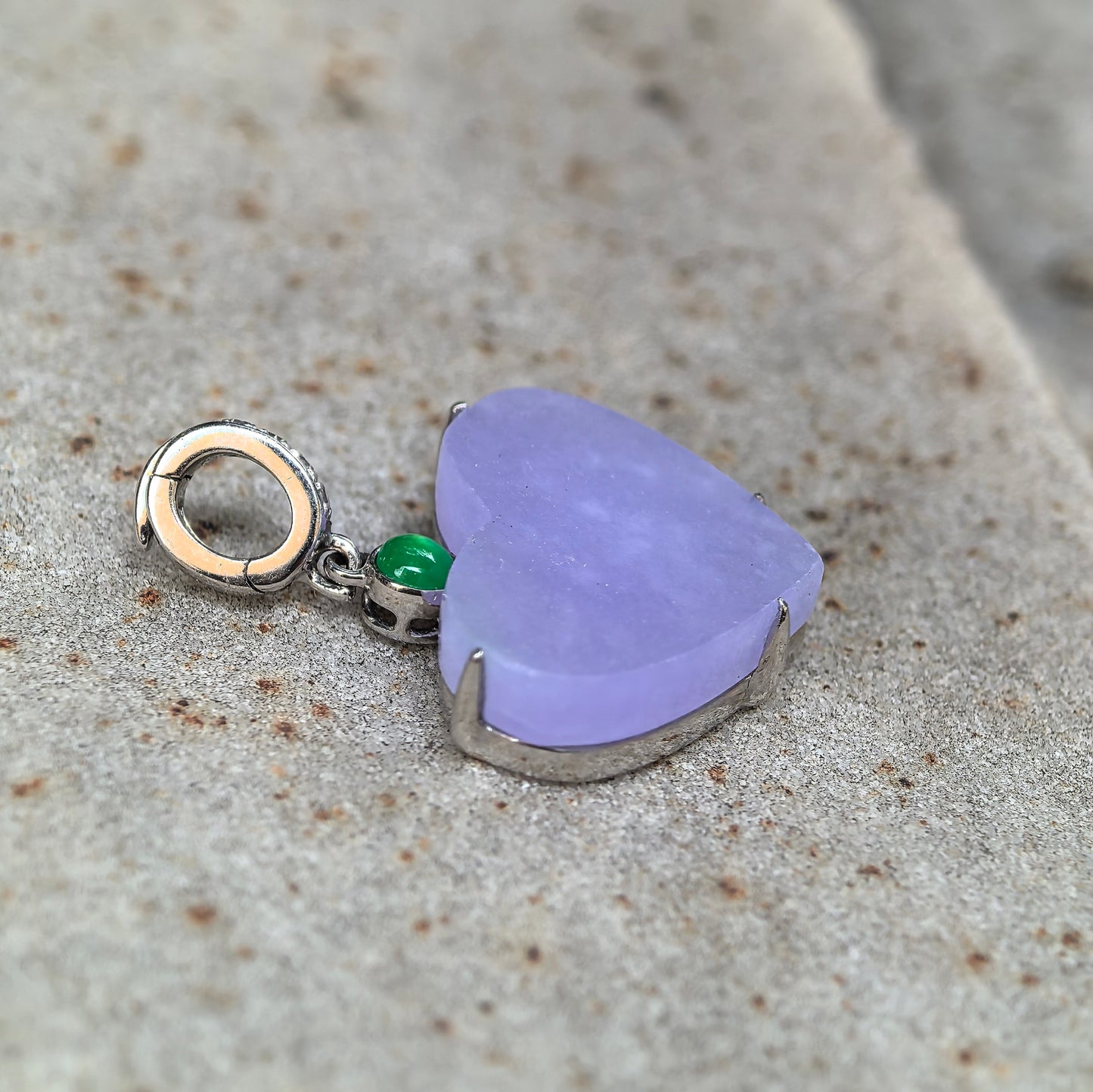 Natural Grade-A Jadeite Icy Lavender Heart Pendant in 18K Gold · Burmese Jade