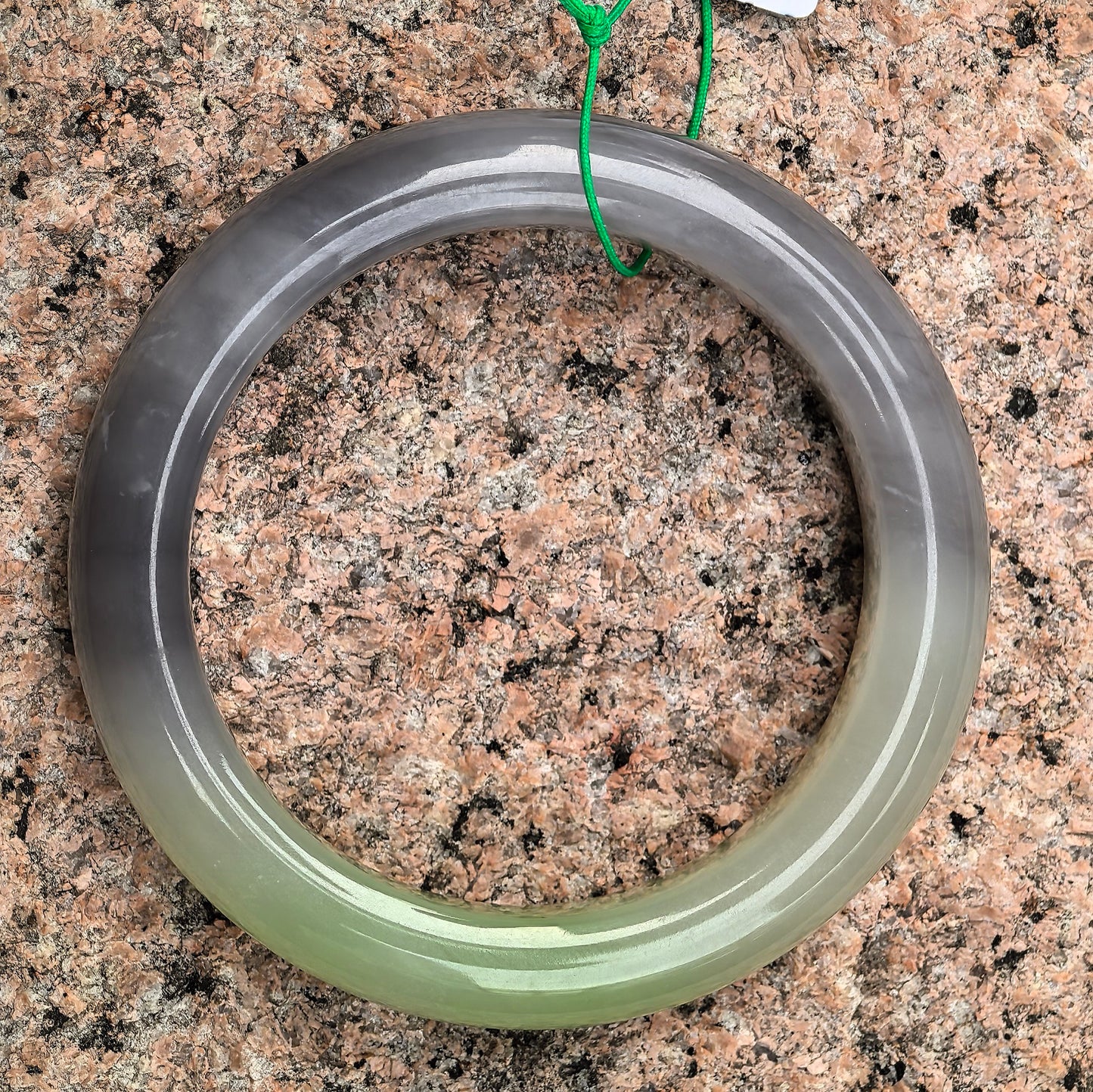 Natural Nephrite Smoky Purple & Celadon Green Two-tone D-shape Bangle · Hetian Jade 54mm