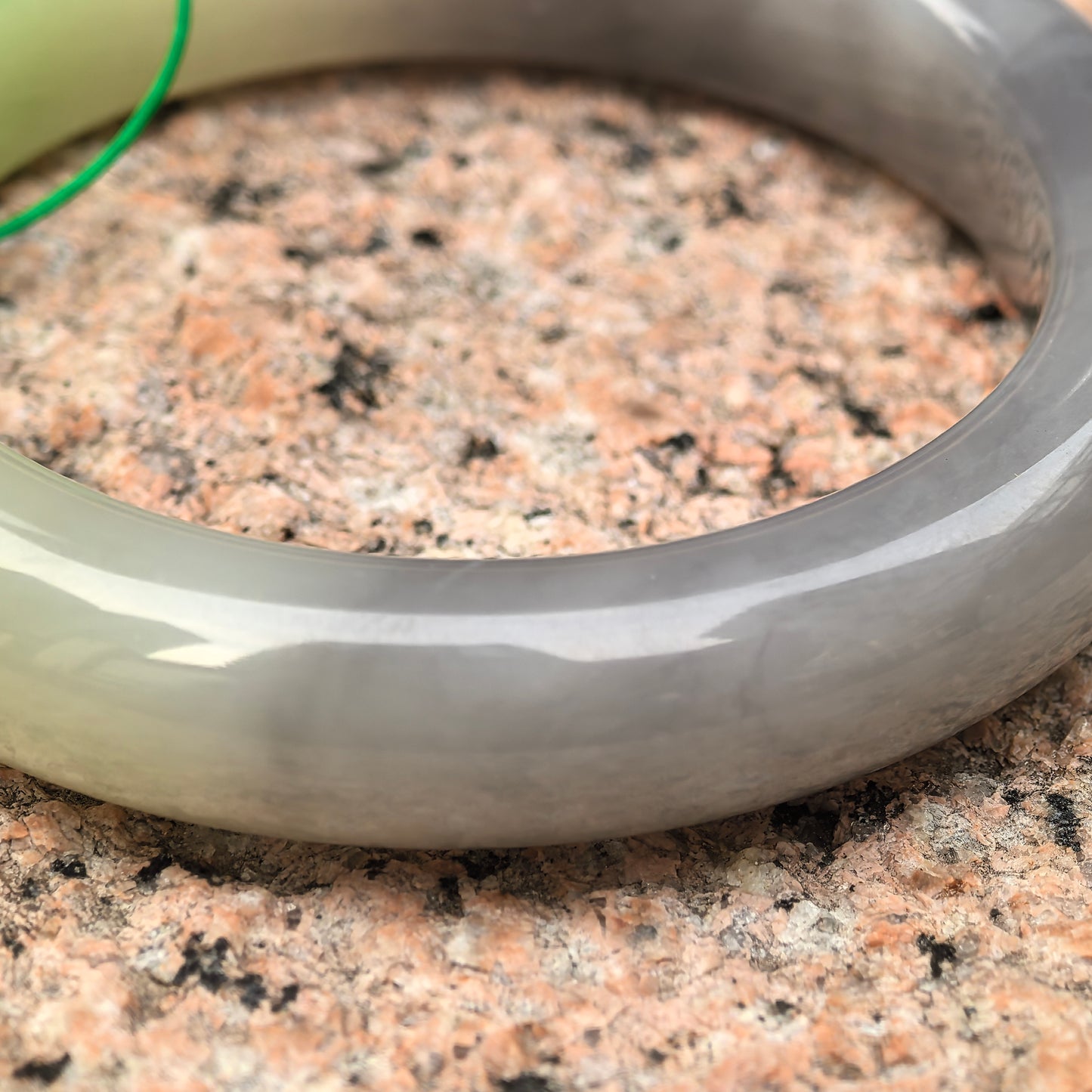 Natural Nephrite Smoky Purple & Celadon Green Two-tone D-shape Bangle · Hetian Jade 54mm