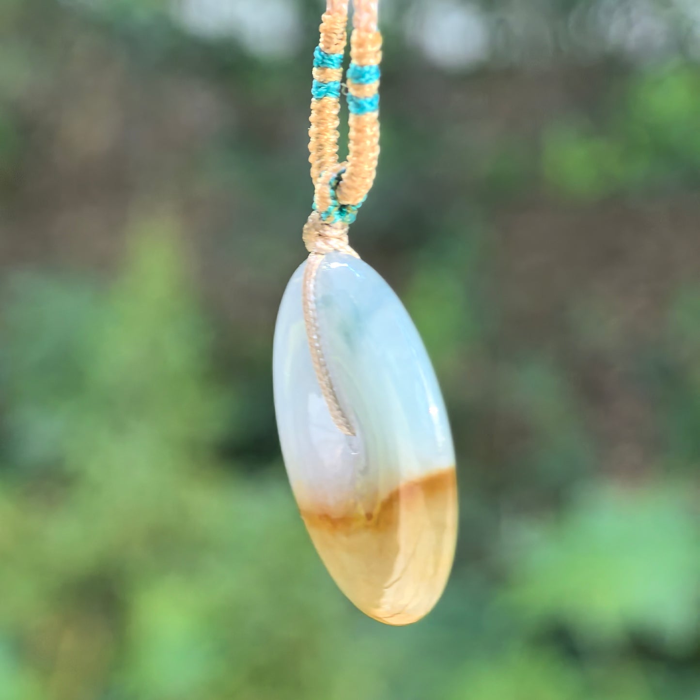 Natural Grade-A Jadeite Glutinous Half-Yellow Peace Pendant · Burmese Jade