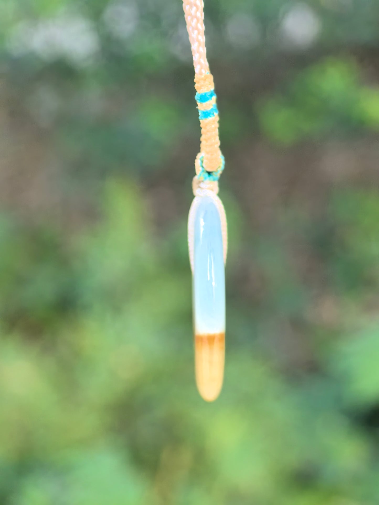 Natural Grade-A Jadeite Glutinous Half-Yellow Peace Pendant · Burmese Jade