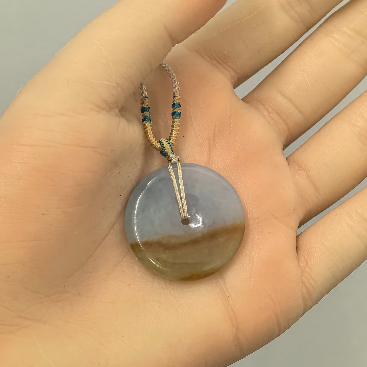 Natural Grade-A Jadeite Glutinous Half-Yellow Peace Pendant · Burmese Jade
