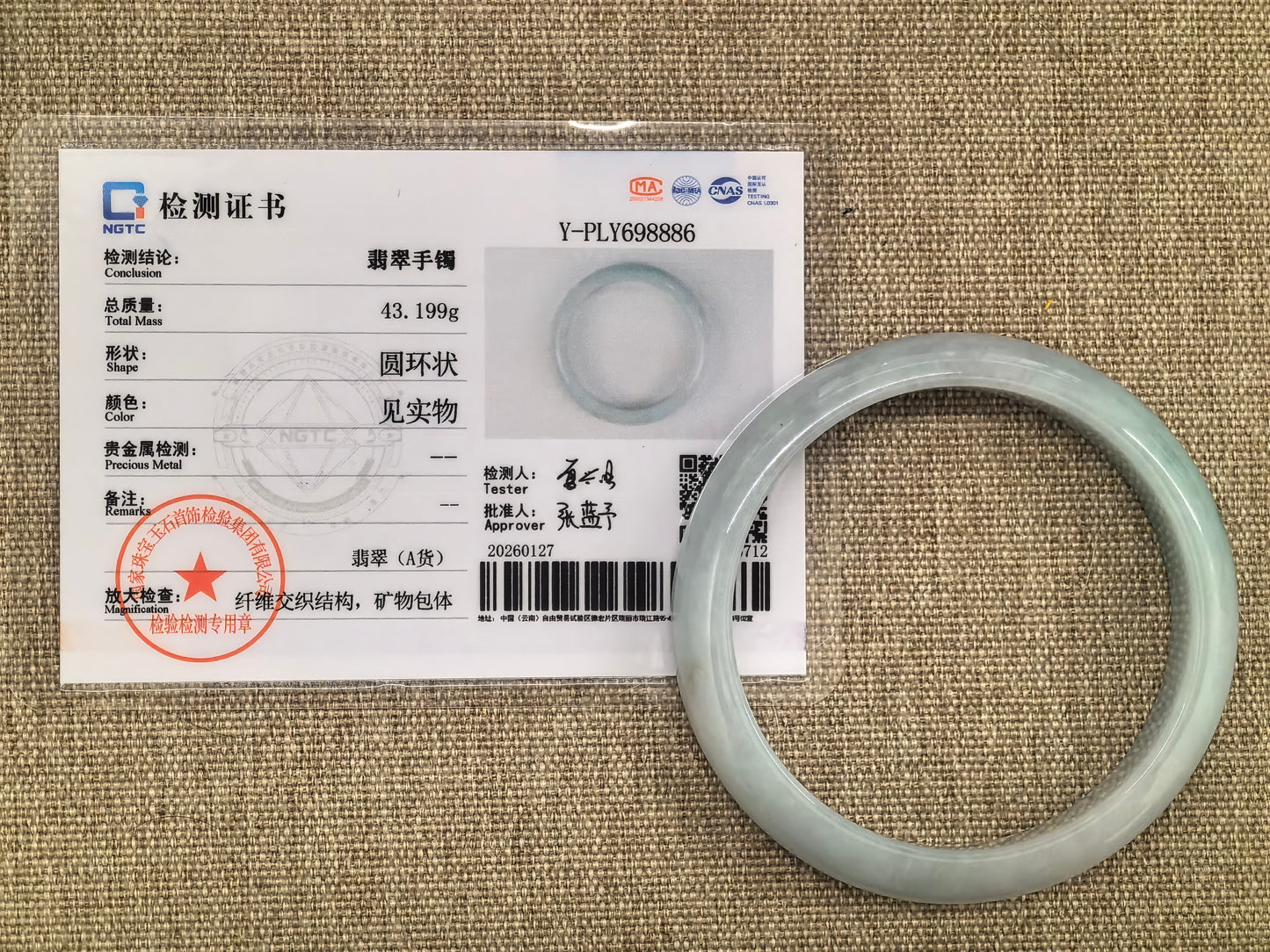 Natural Grade-A Jadeite Glutinous White & Green D-shape Bangle · Burmese Jade 55mm
