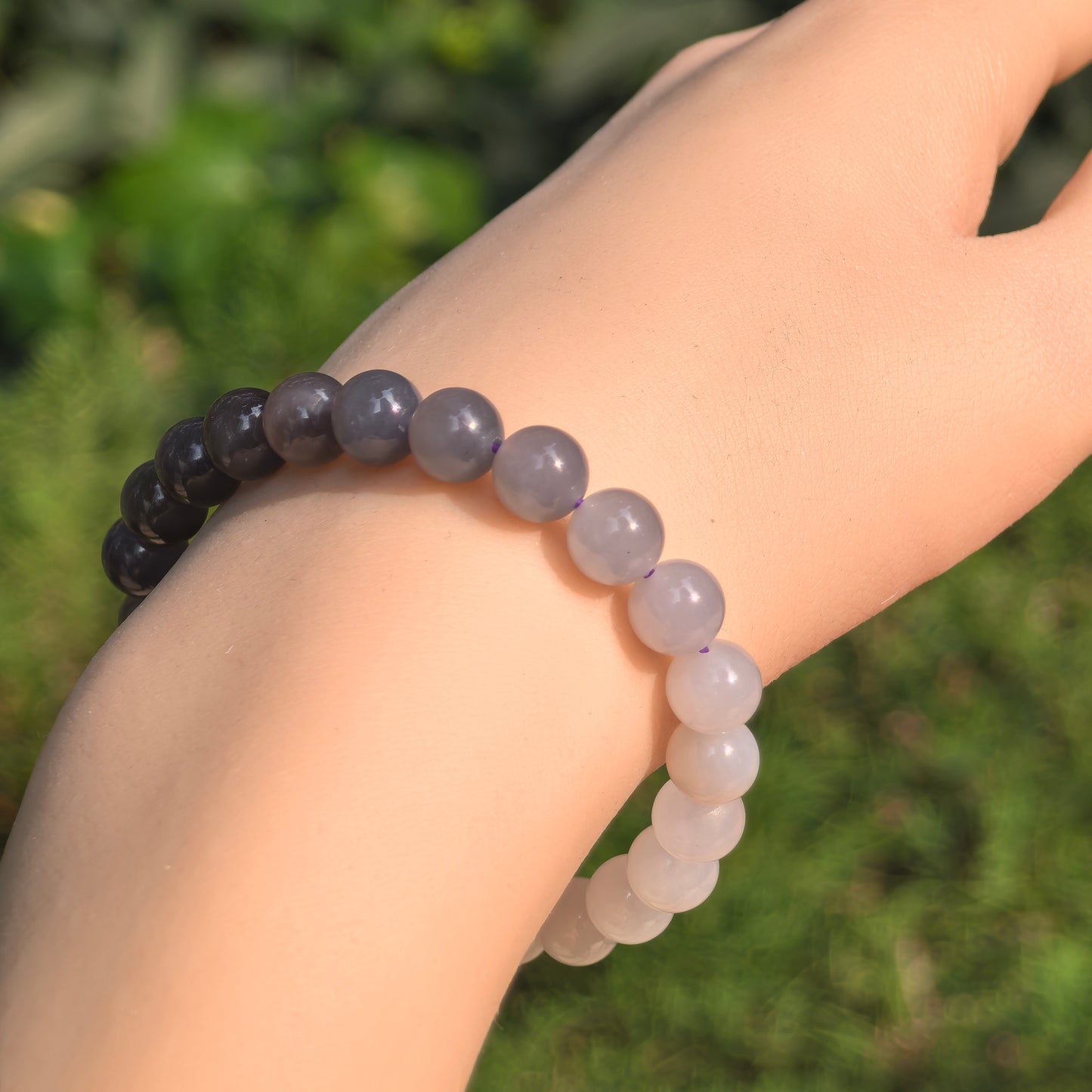Natural Nephrite Gradient Bead Bracelet · Hetian Jade 8mm