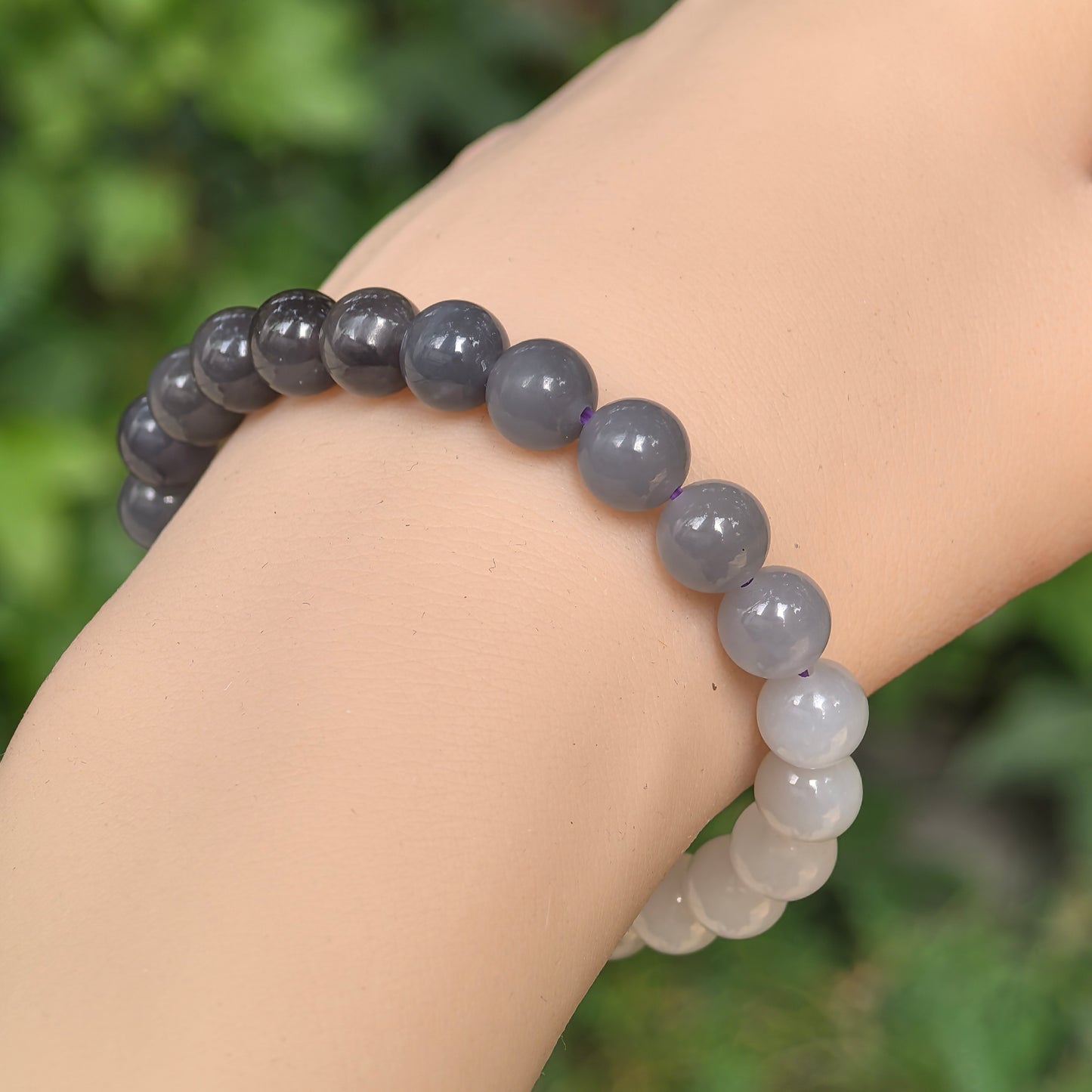 Natural Nephrite Gradient Bead Bracelet · Hetian Jade 8mm