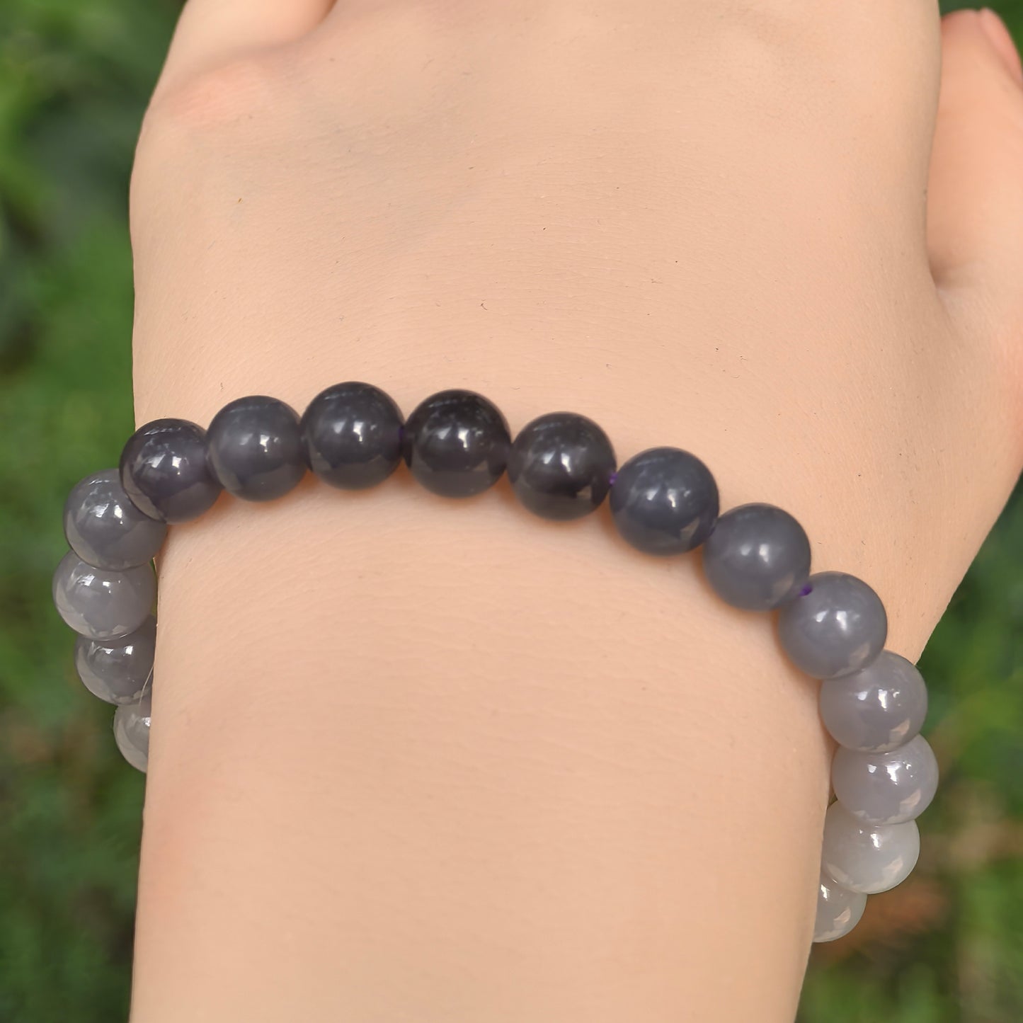 Natural Nephrite Gradient Bead Bracelet · Hetian Jade 8mm