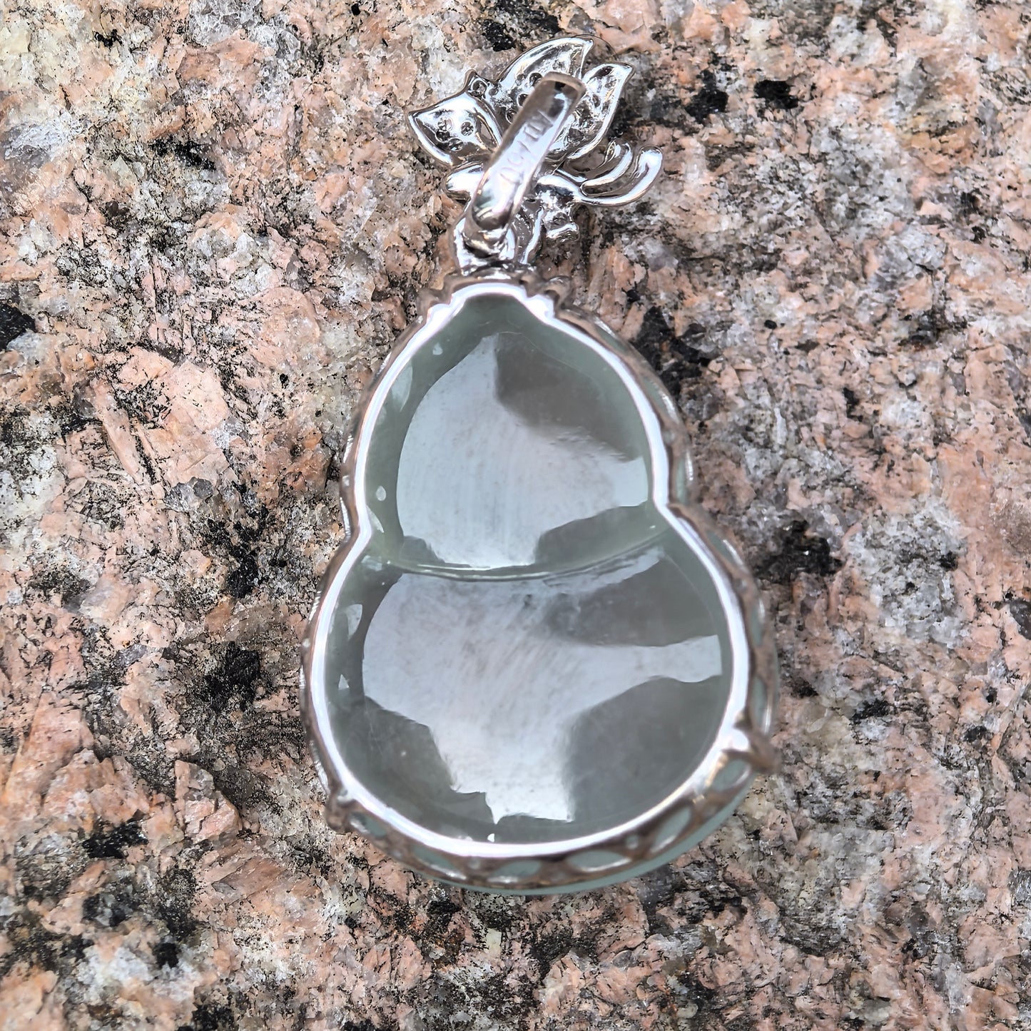 Natural Grade-A Jadeite Icy Translucent Pale Green Gourd Pendant with 18K Gold · Burmese Jadeite