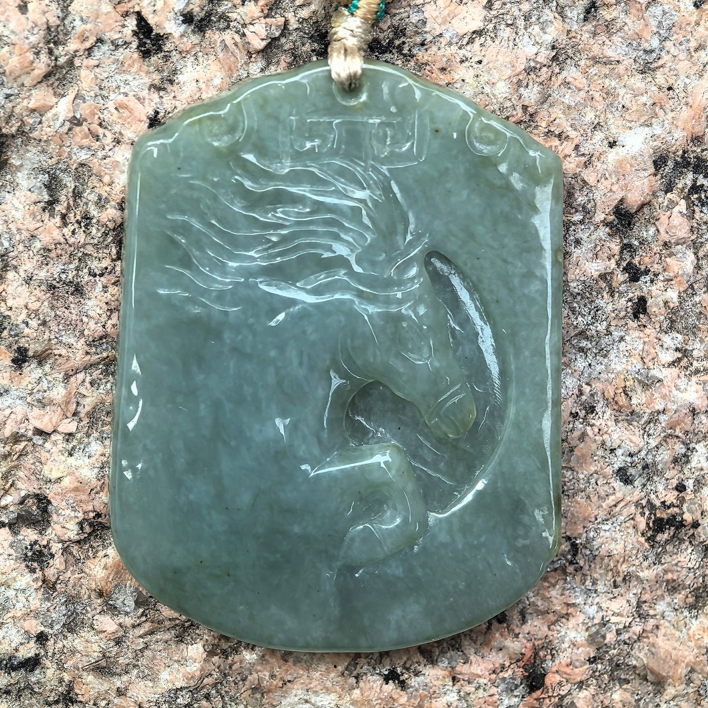 Natural Grade-A Glutinous Oily Green Jadeite Horse Plaque Pendant · Burmese Jade
