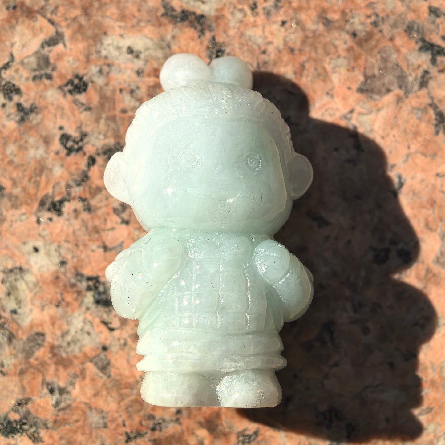 Natural Grade-A Glutinous Light Green Jadeite Cute Terracotta Warrior Figurine · Burmese Jade
