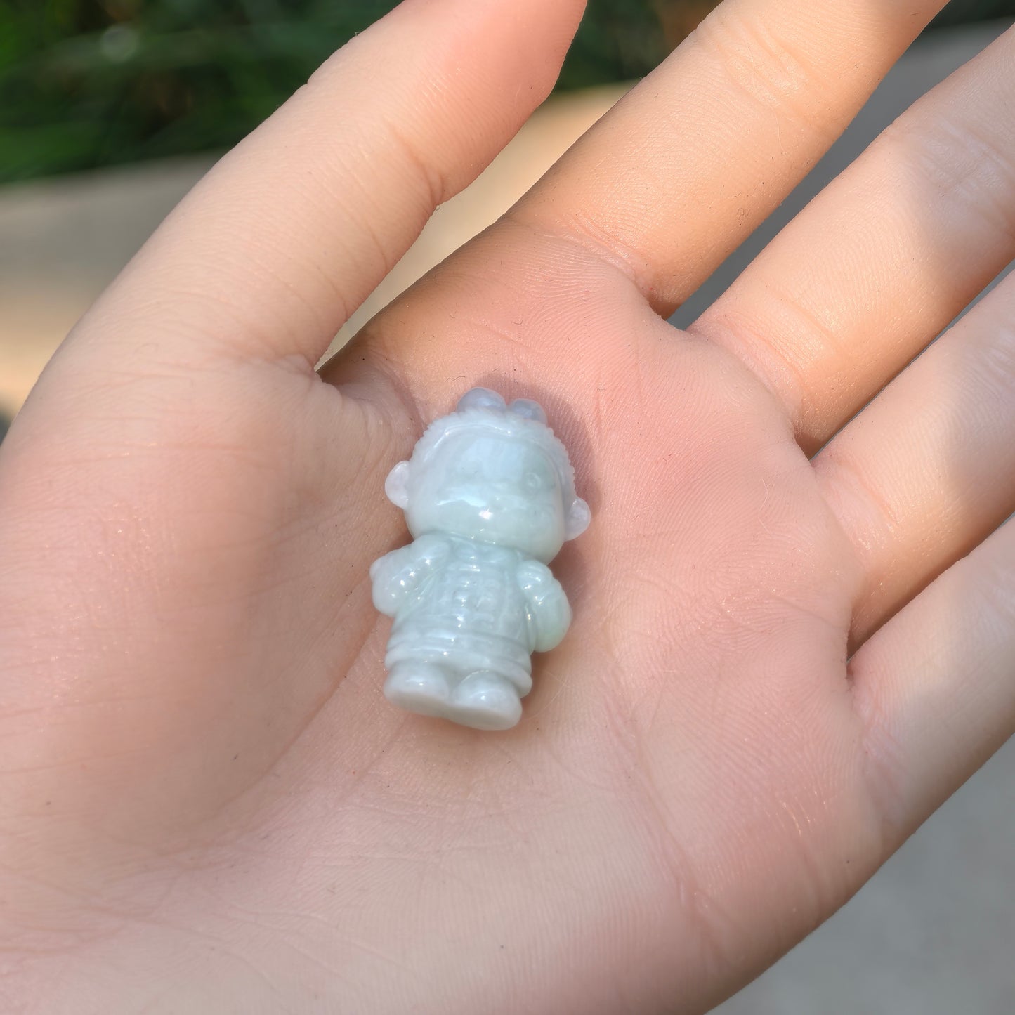 Natural Grade-A Glutinous Light Green Jadeite Cute Terracotta Warrior Figurine · Burmese Jade