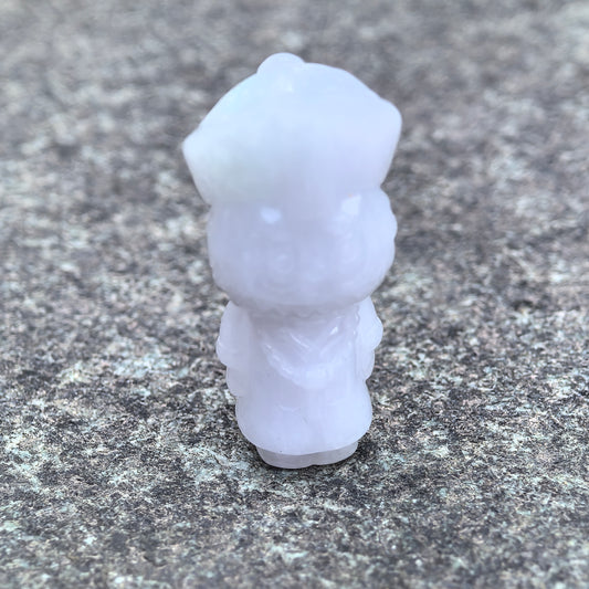 Natural Grade-A Glutinous White Jadeite Cute Zombie Figurine · Burmese Jade