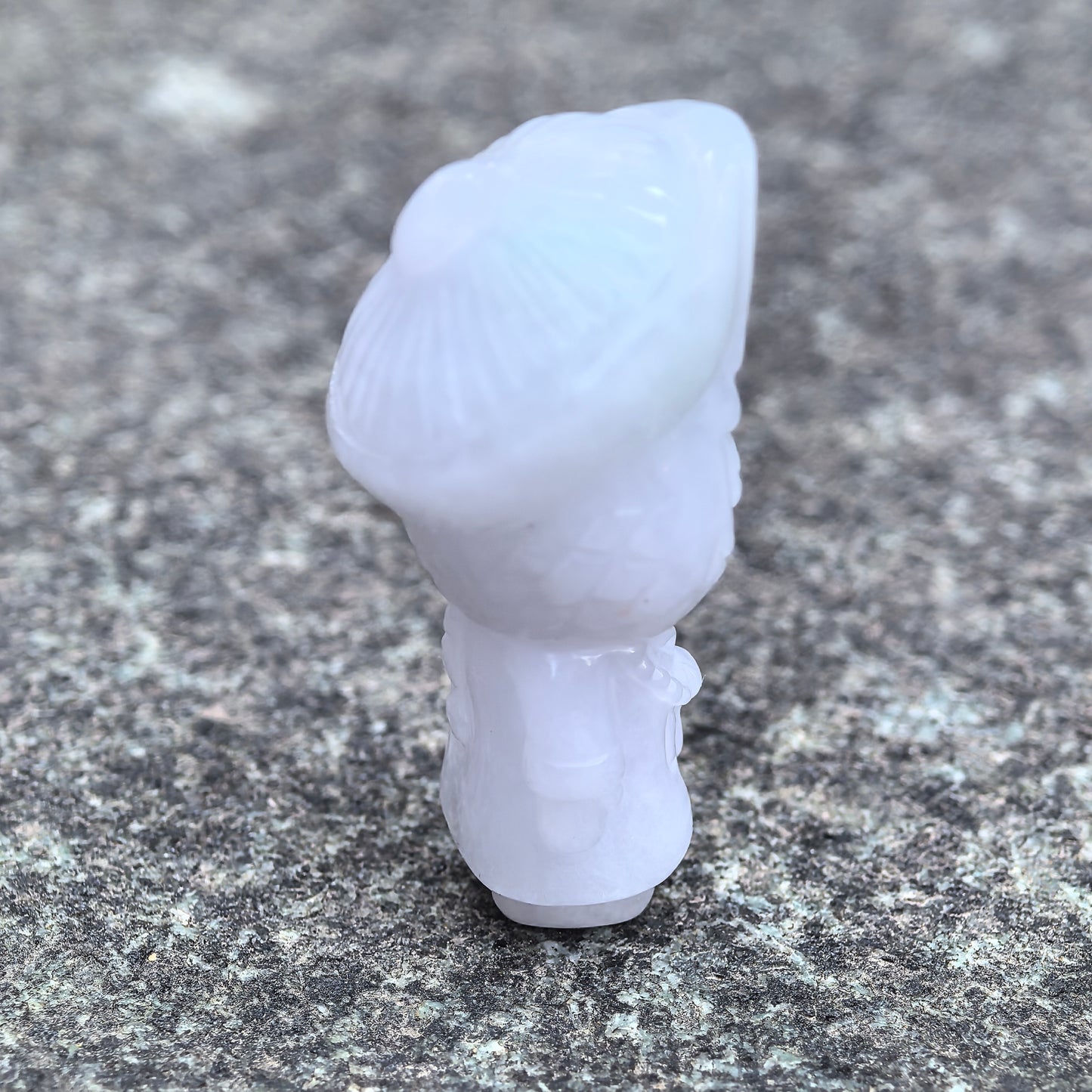 Natural Grade-A Glutinous White Jadeite Cute Zombie Figurine · Burmese Jade