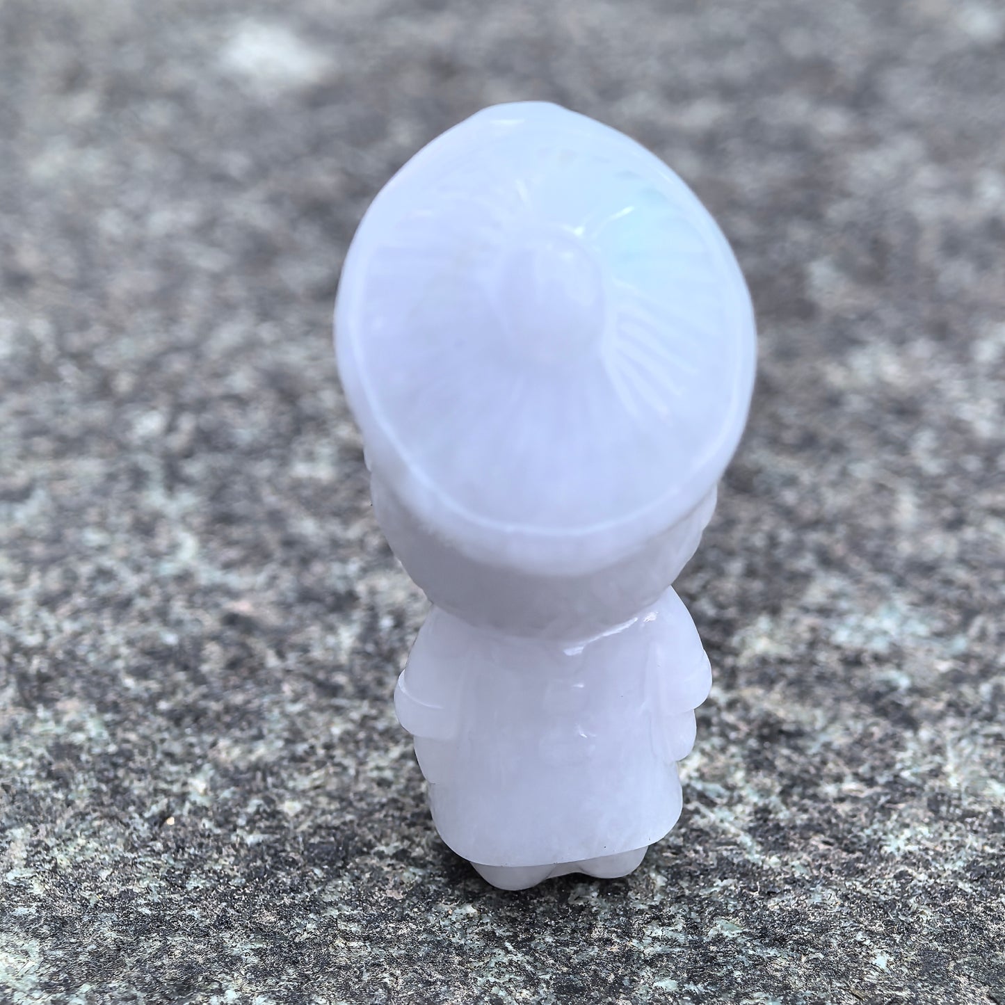 Natural Grade-A Glutinous White Jadeite Cute Zombie Figurine · Burmese Jade