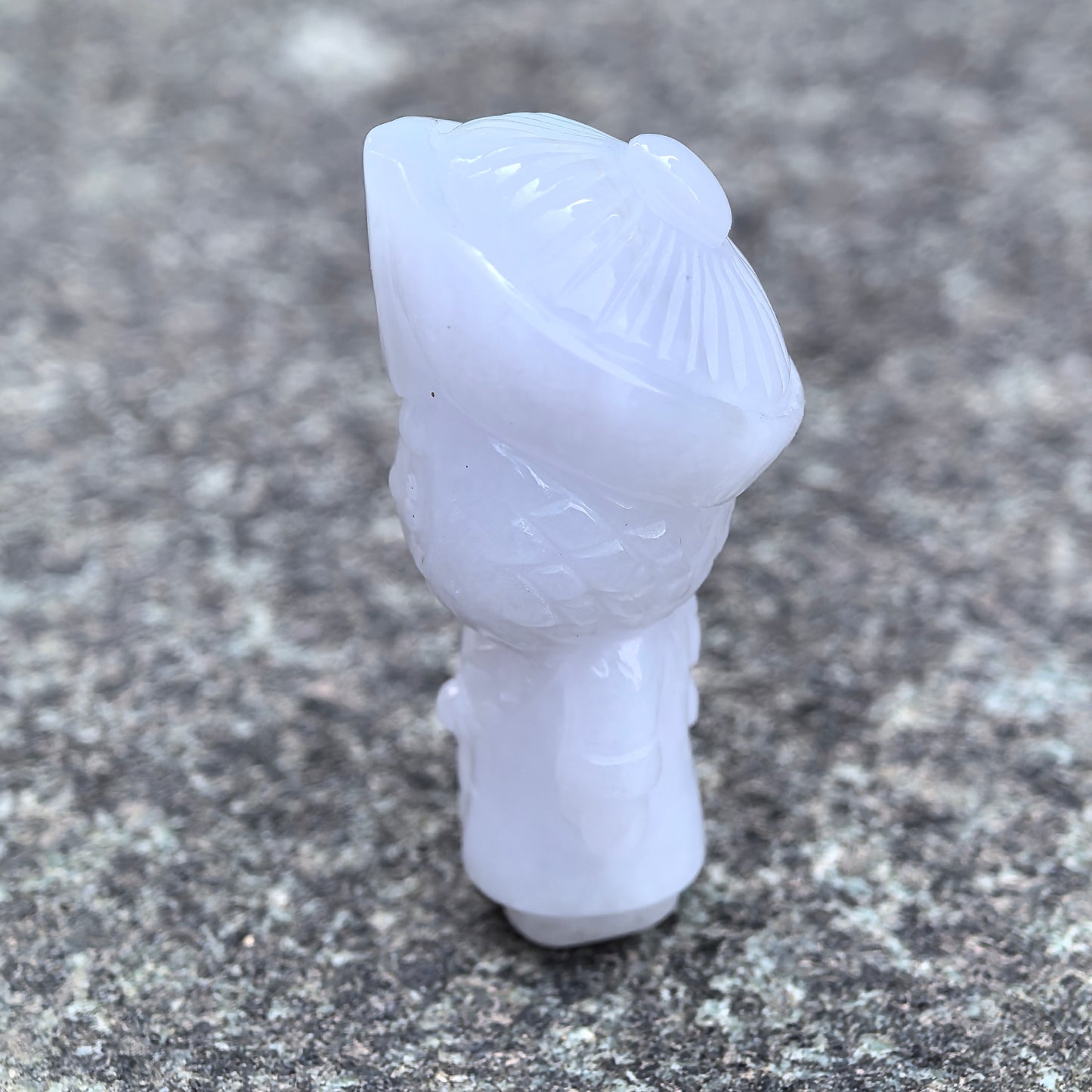 Natural Grade-A Glutinous White Jadeite Cute Zombie Figurine · Burmese Jade