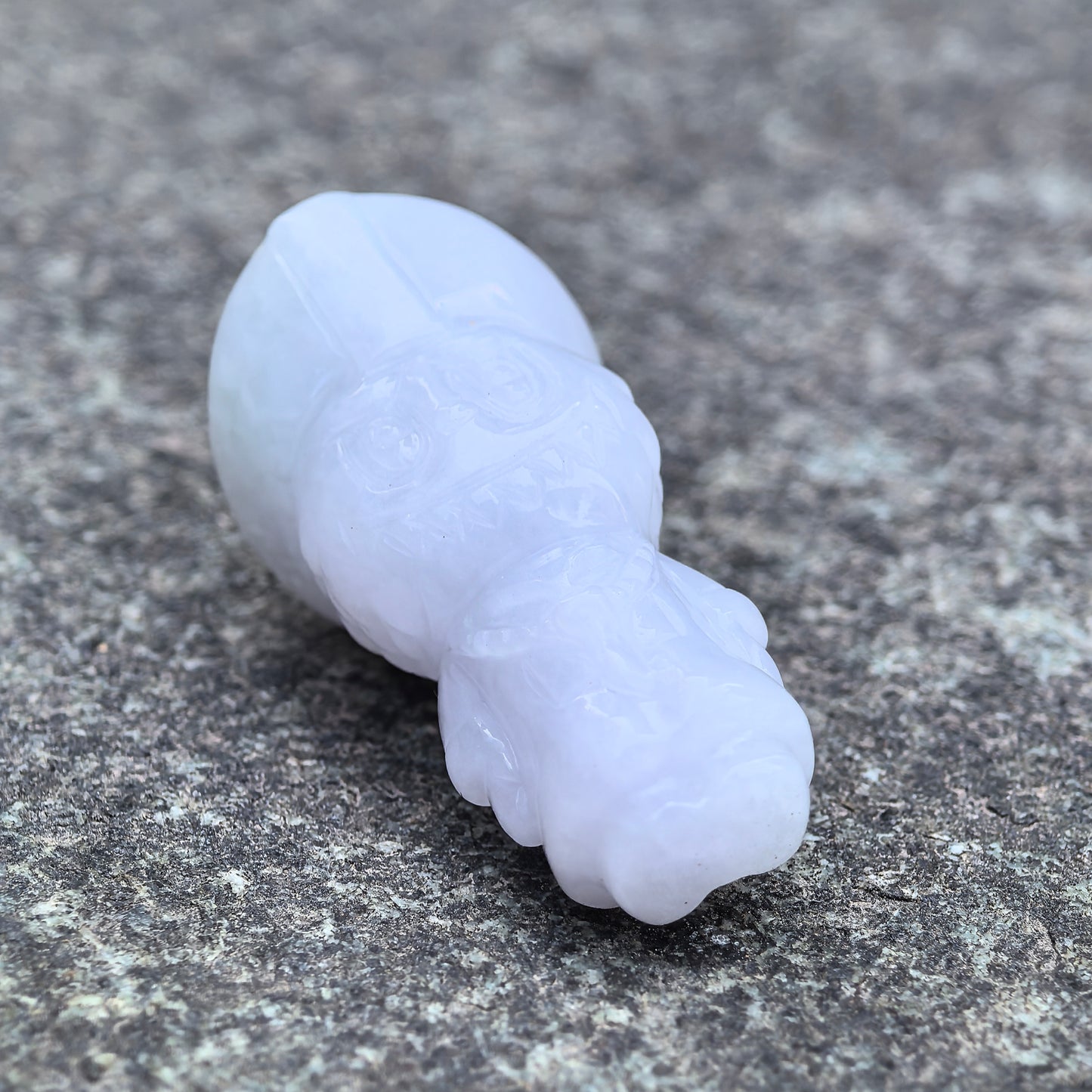 Natural Grade-A Glutinous White Jadeite Cute Zombie Figurine · Burmese Jade