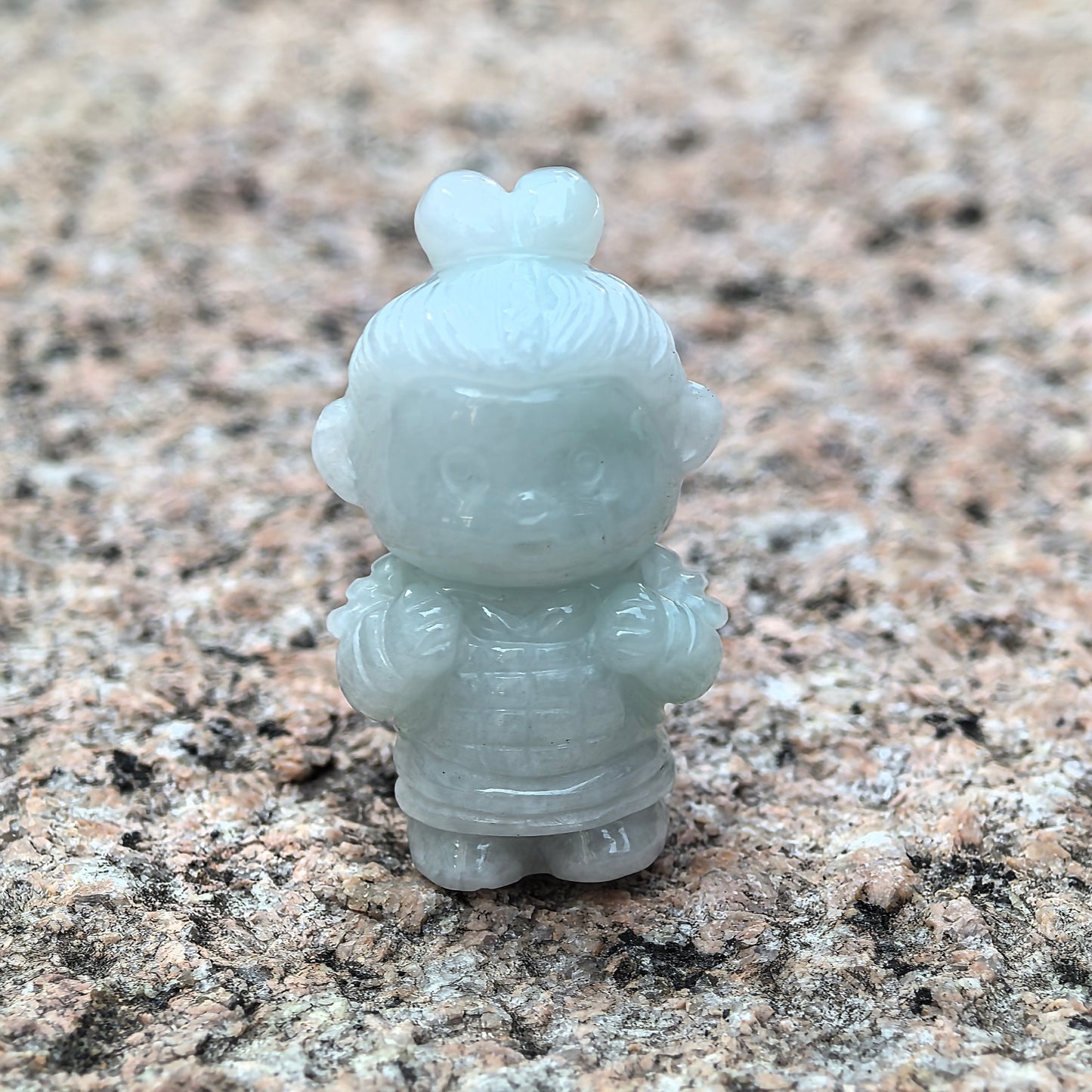 Natural Grade-A Glutinous Light Green Jadeite Cute Terracotta Warrior Figurine · Burmese Jade