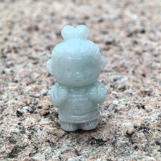 Natural Grade-A Glutinous Light Green Jadeite Cute Terracotta Warrior Figurine · Burmese Jade
