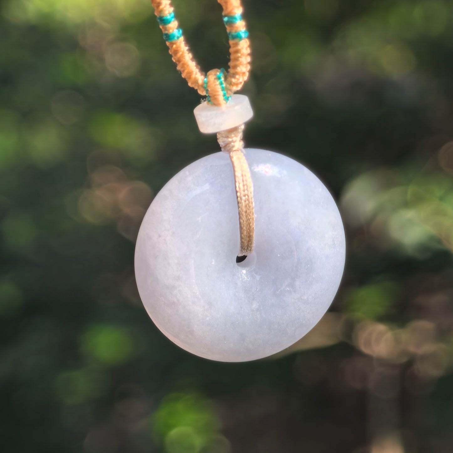 Natural Grade-A Glutinous Light Blue-Lavender Jadeite Peace Pendant · Burmese Jade