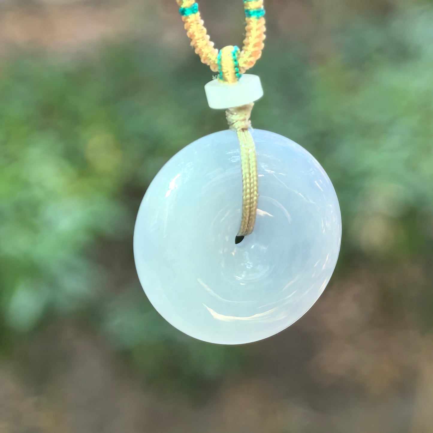 Natural Grade-A Glutinous Light Blue-Lavender Jadeite Peace Pendant · Burmese Jade