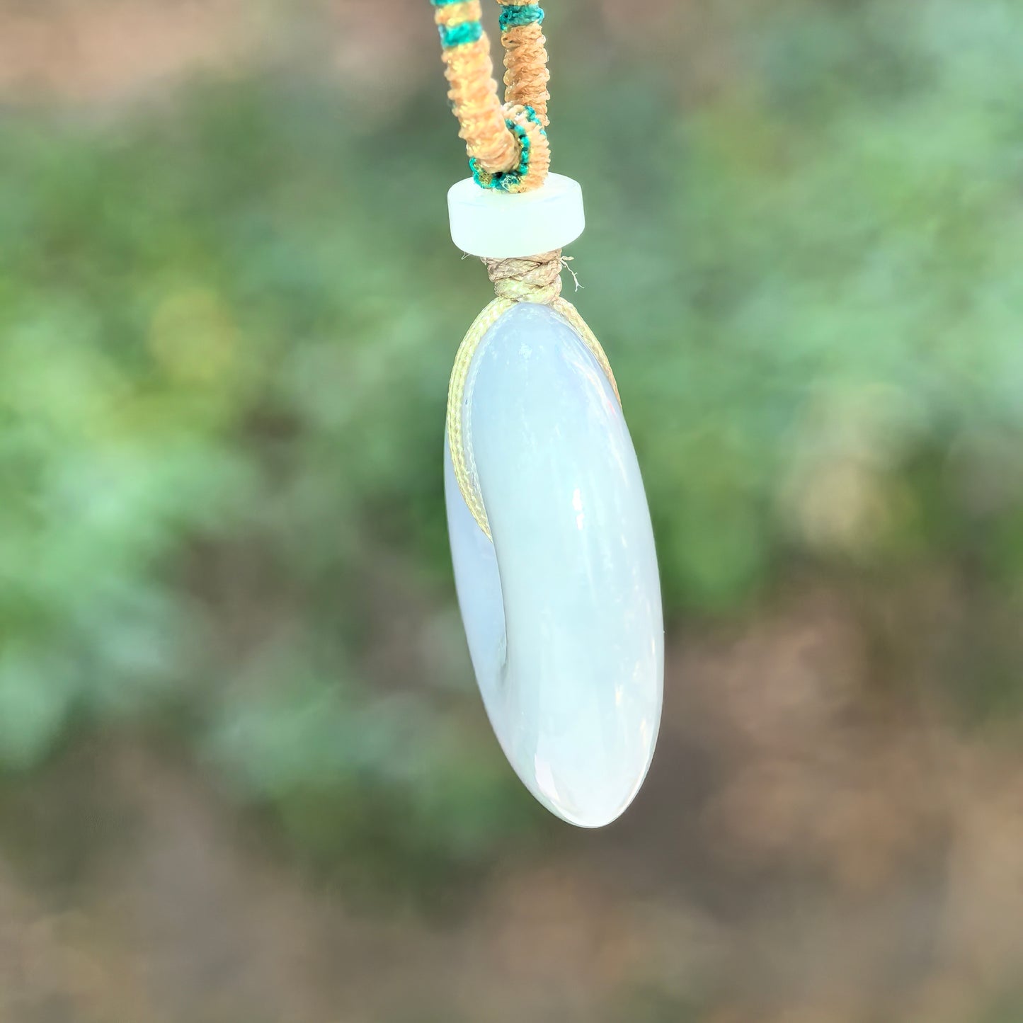 Natural Grade-A Glutinous Light Blue-Lavender Jadeite Peace Pendant · Burmese Jade