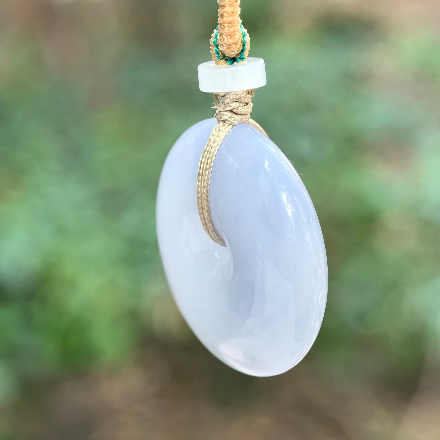 Natural Grade-A Glutinous Light Blue-Lavender Jadeite Peace Pendant · Burmese Jade