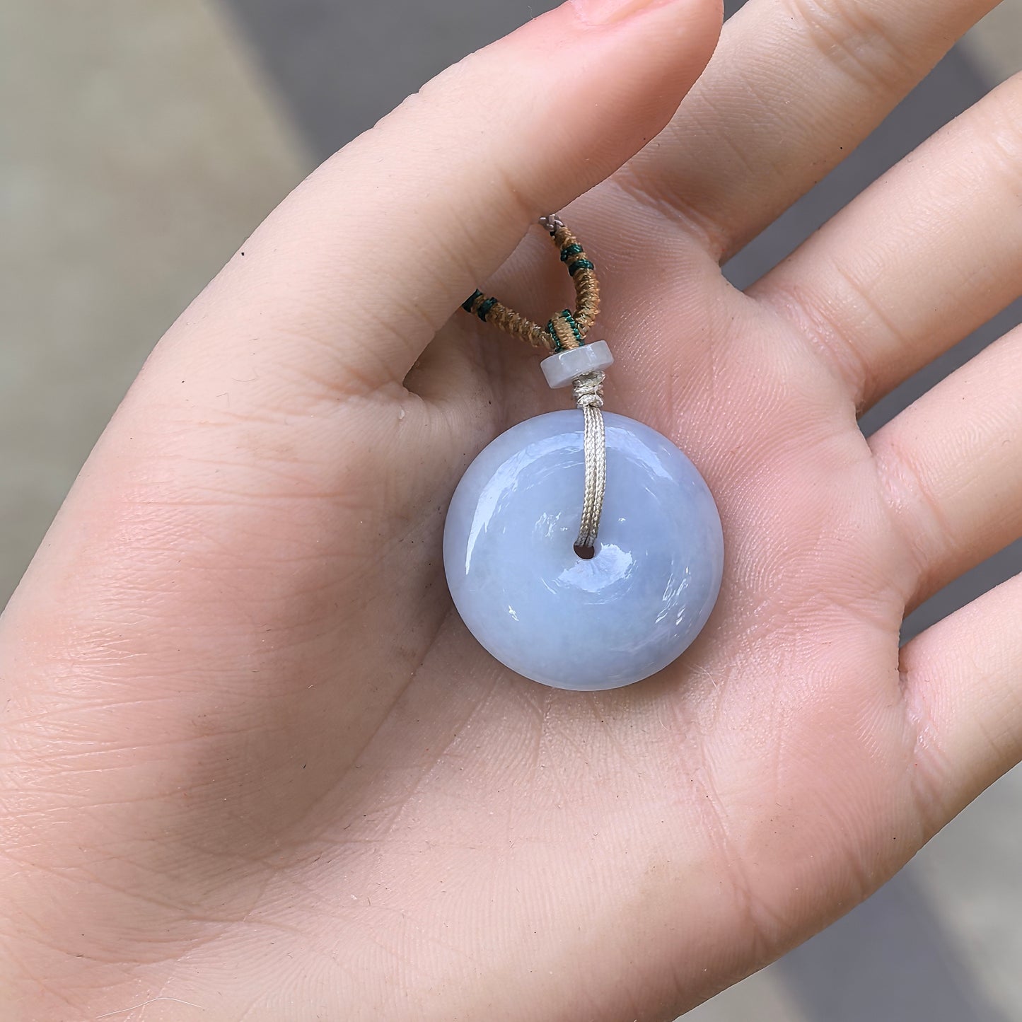 Natural Grade-A Glutinous Light Blue-Lavender Jadeite Peace Pendant · Burmese Jade