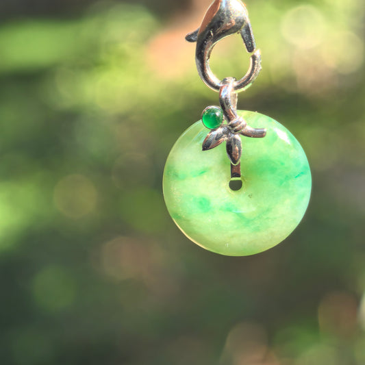 Natural Grade-A Glutinous Green Jadeite Peace Pendant in 18K Gold · Burmese Jade