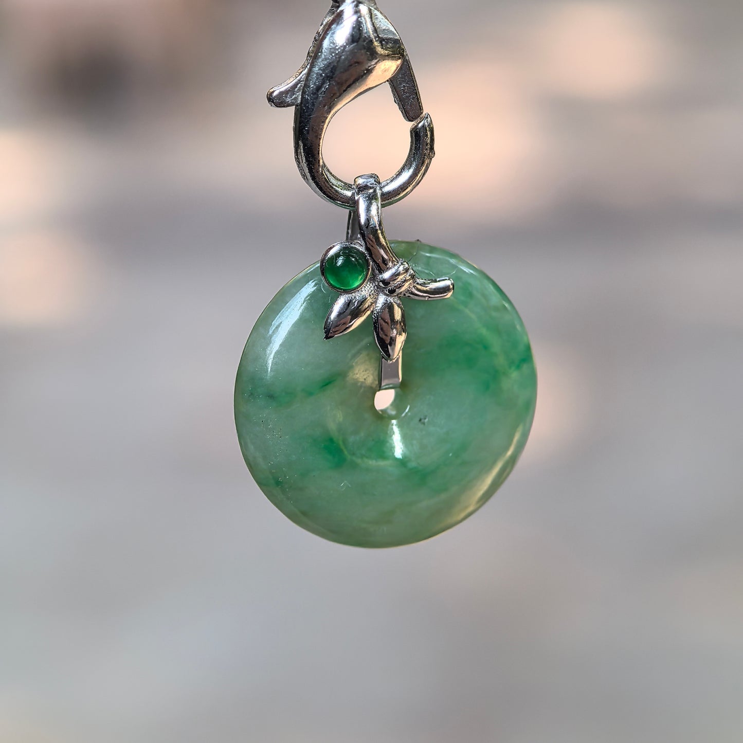 Natural Grade-A Glutinous Green Jadeite Peace Pendant in 18K Gold · Burmese Jade