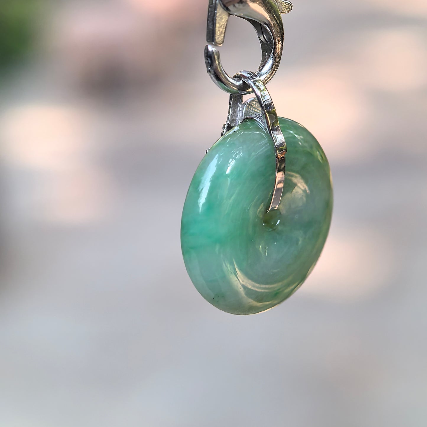 Natural Grade-A Glutinous Green Jadeite Peace Pendant in 18K Gold · Burmese Jade