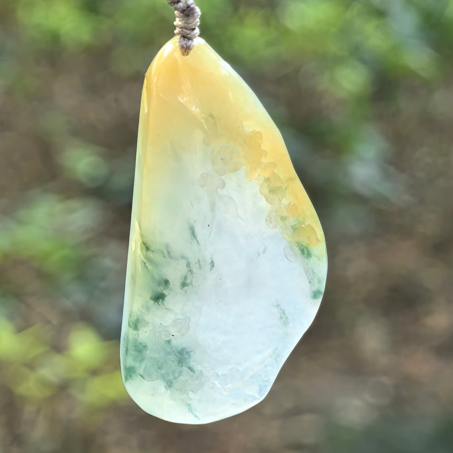 Natural Grade-A Jadeite Floral Garden Carved Pendant · Burmese Jade