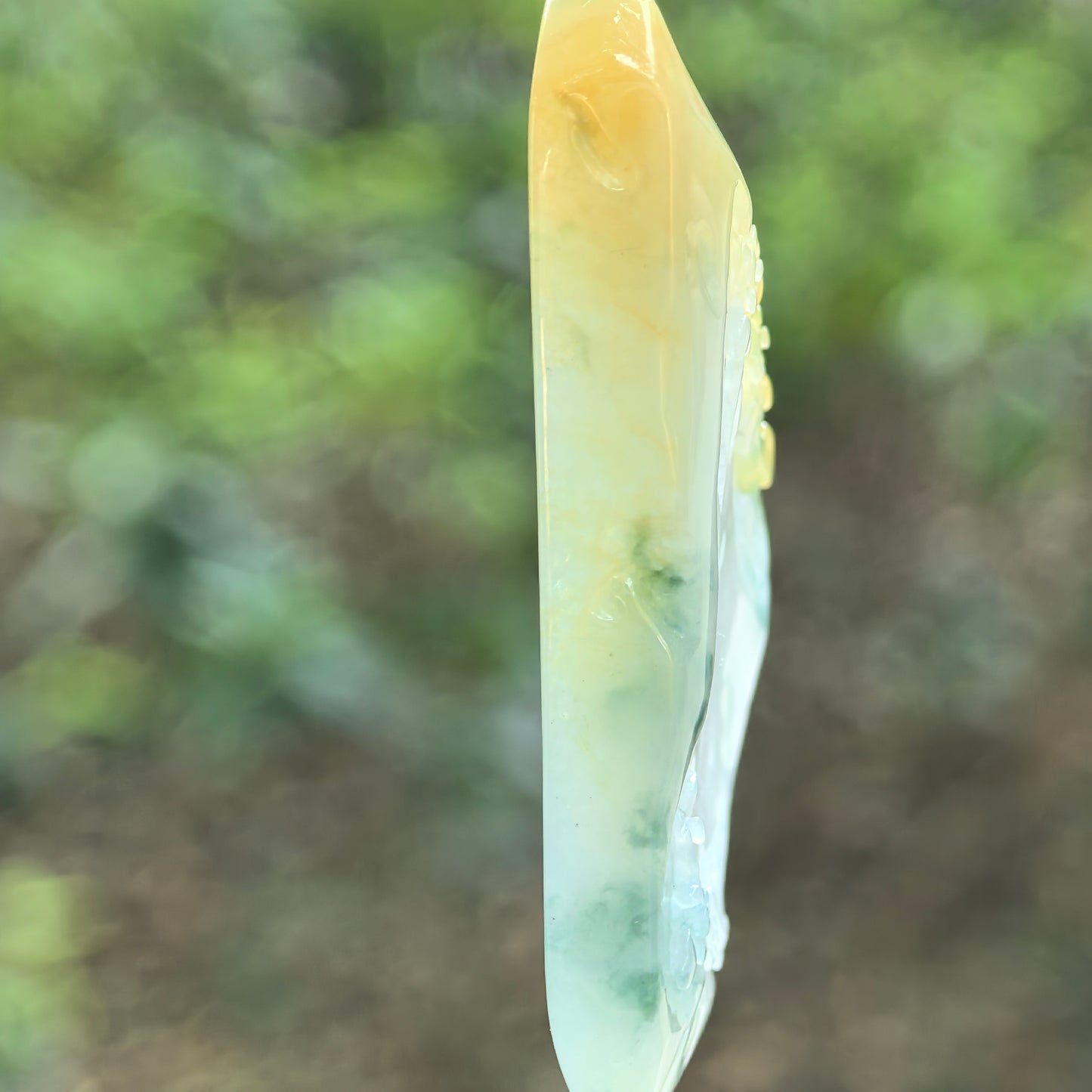 Natural Grade-A Jadeite Floral Garden Carved Pendant · Burmese Jade