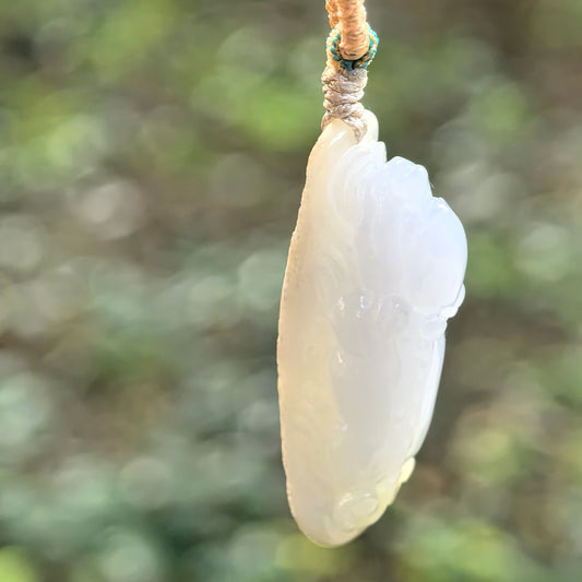 Natural Grade-A Glutinous Icy Jadeite Pixiu Pendant · Burmese Jade