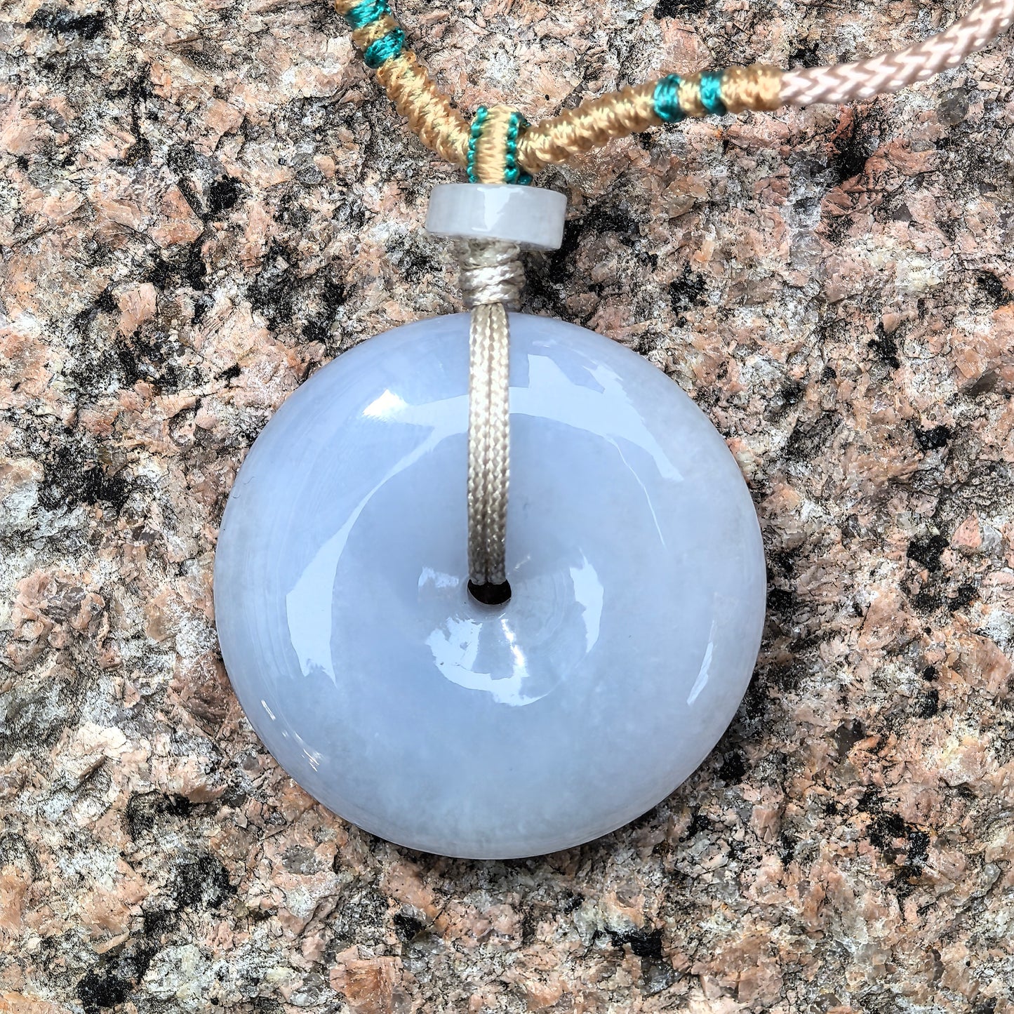 Natural Grade-A Glutinous Light Blue-Lavender Jadeite Peace Pendant · Burmese Jade