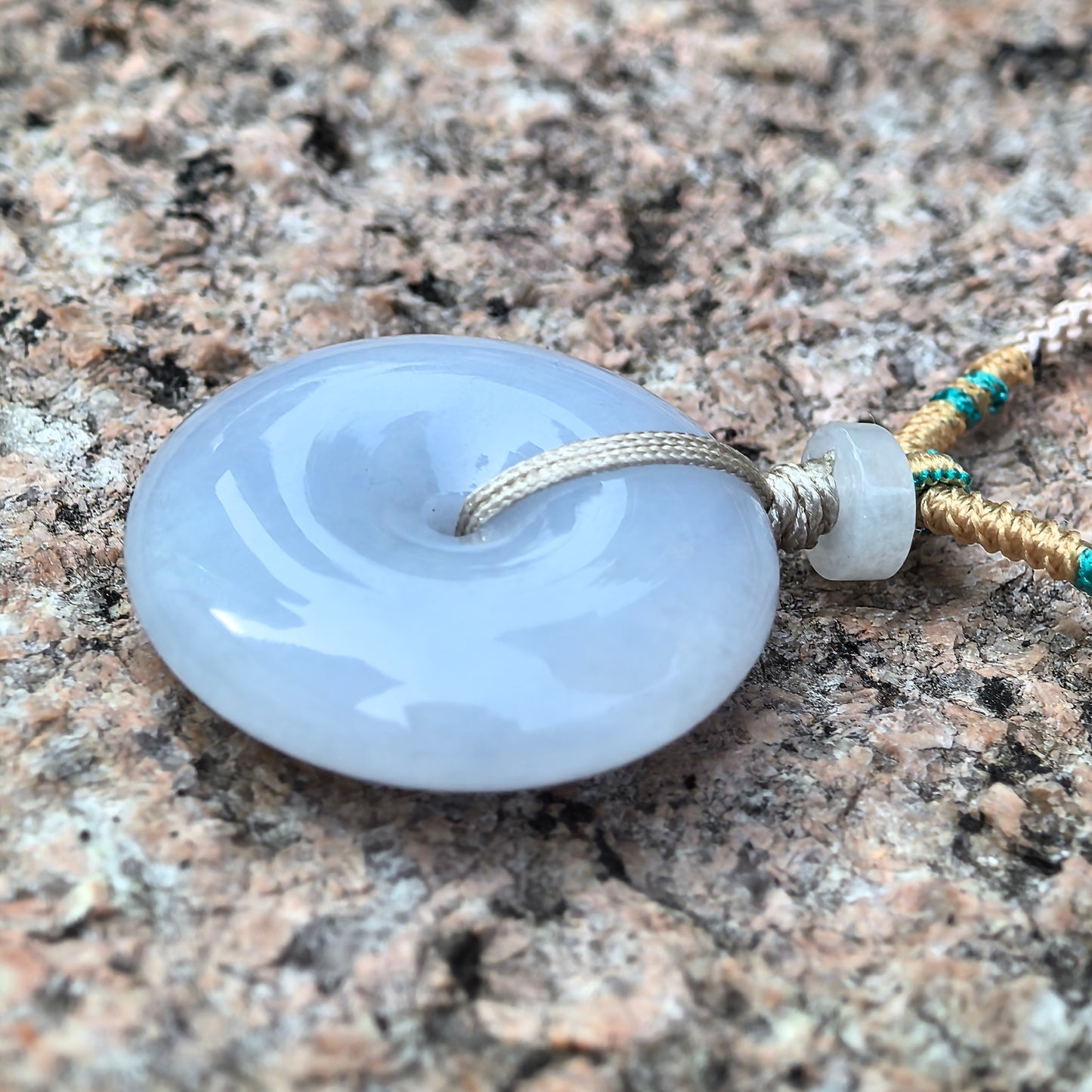 Natural Grade-A Glutinous Light Blue-Lavender Jadeite Peace Pendant · Burmese Jade