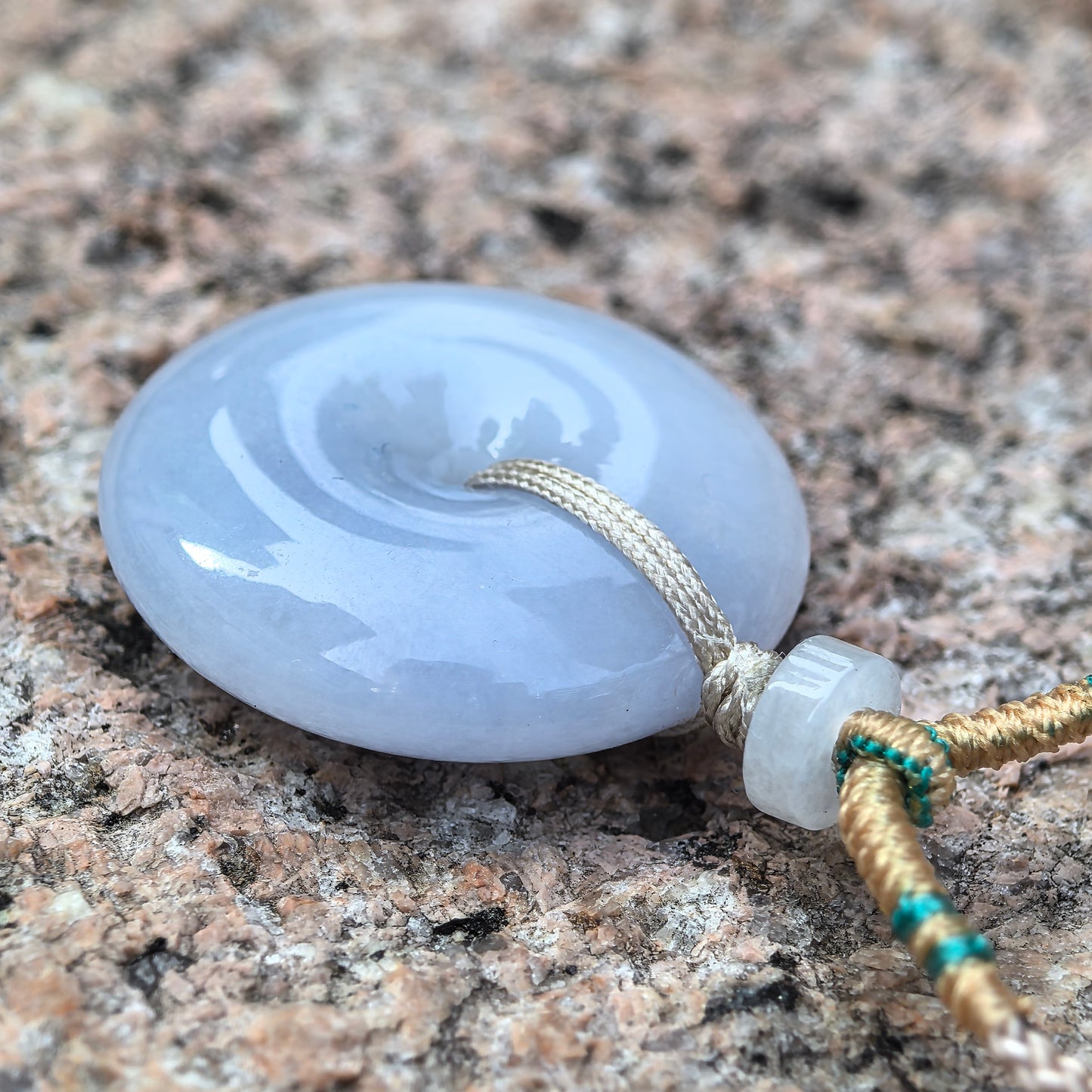 Natural Grade-A Glutinous Light Blue-Lavender Jadeite Peace Pendant · Burmese Jade