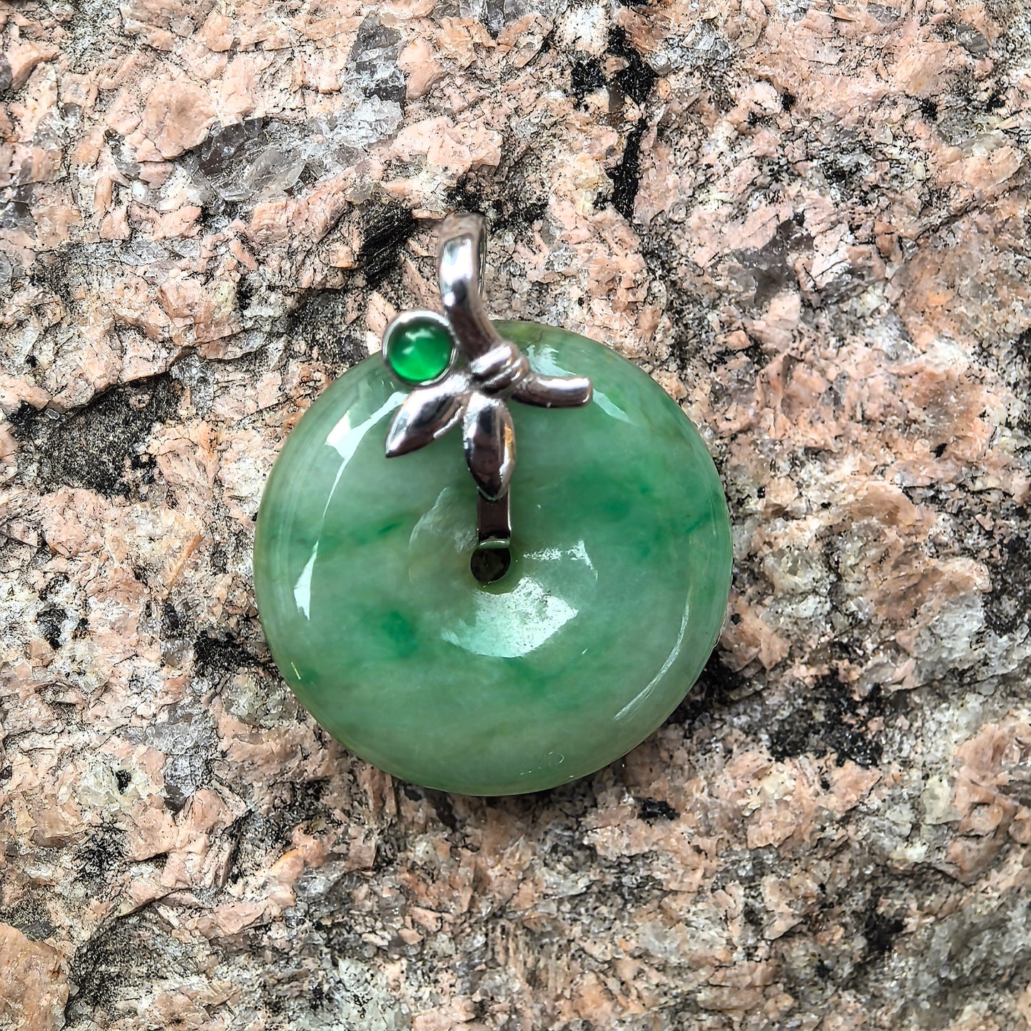 Natural Grade-A Glutinous Green Jadeite Peace Pendant in 18K Gold · Burmese Jade