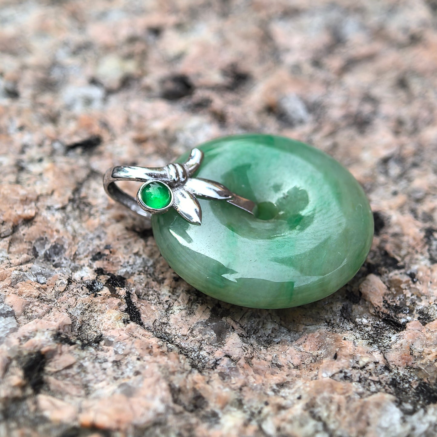 Natural Grade-A Glutinous Green Jadeite Peace Pendant in 18K Gold · Burmese Jade