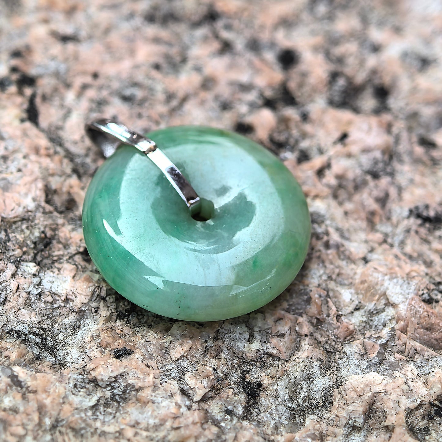 Natural Grade-A Glutinous Green Jadeite Peace Pendant in 18K Gold · Burmese Jade