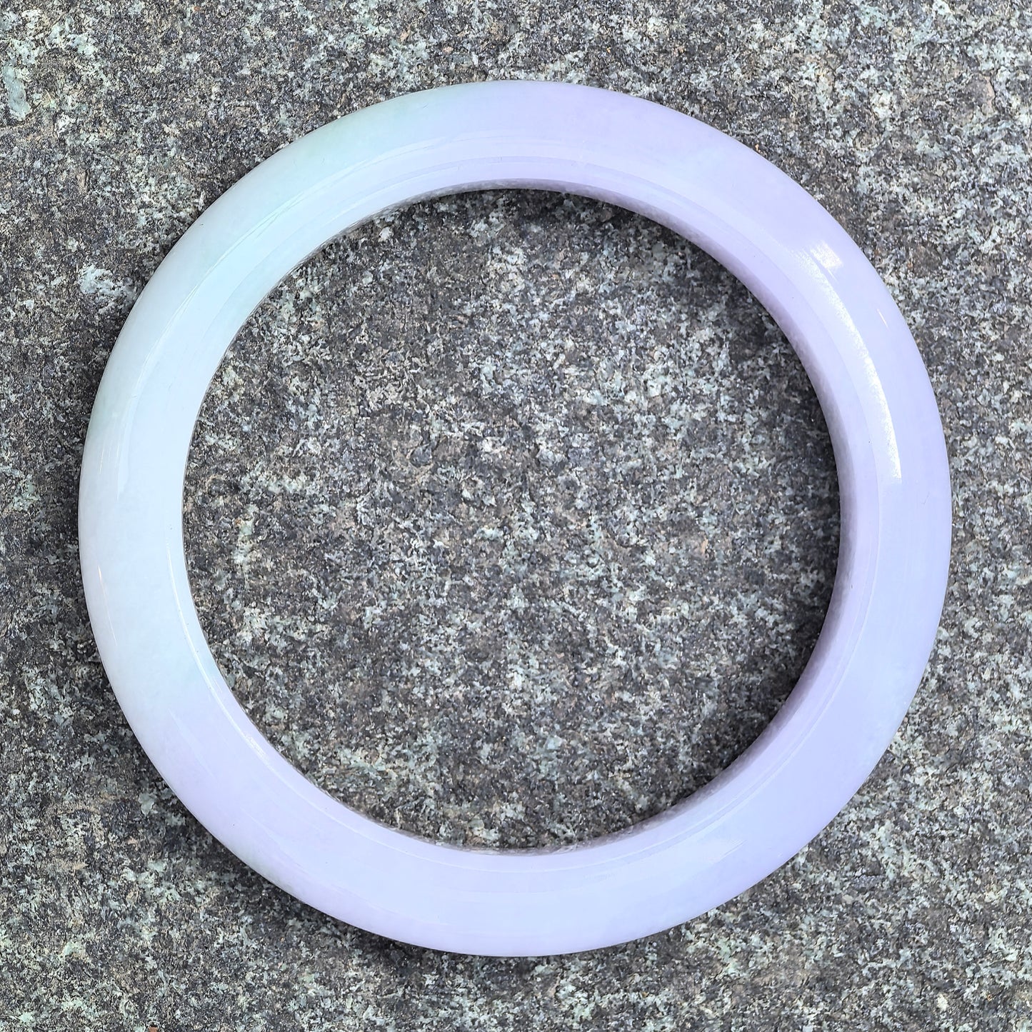 Natural Grade-A Jadeite Lavender & Green D-Shape Bangle · Burmese Jade 54.5mm