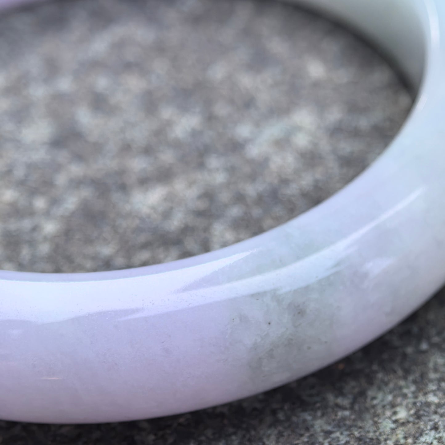 Natural Grade-A Jadeite Lavender & Green D-Shape Bangle · Burmese Jade 54.5mm