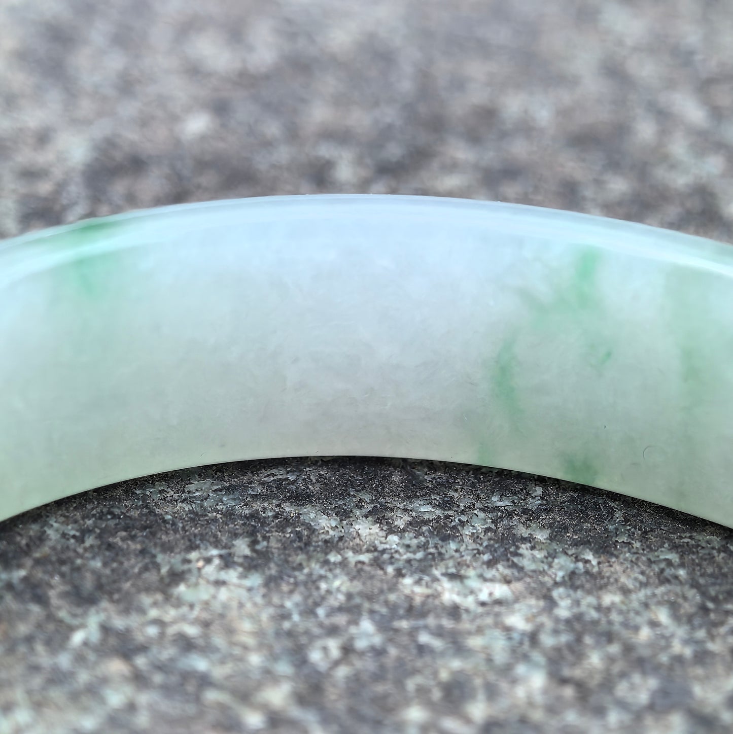Natural Grade-A Jadeite Floating Green Oval Bangle · Burmese Jade 51mm
