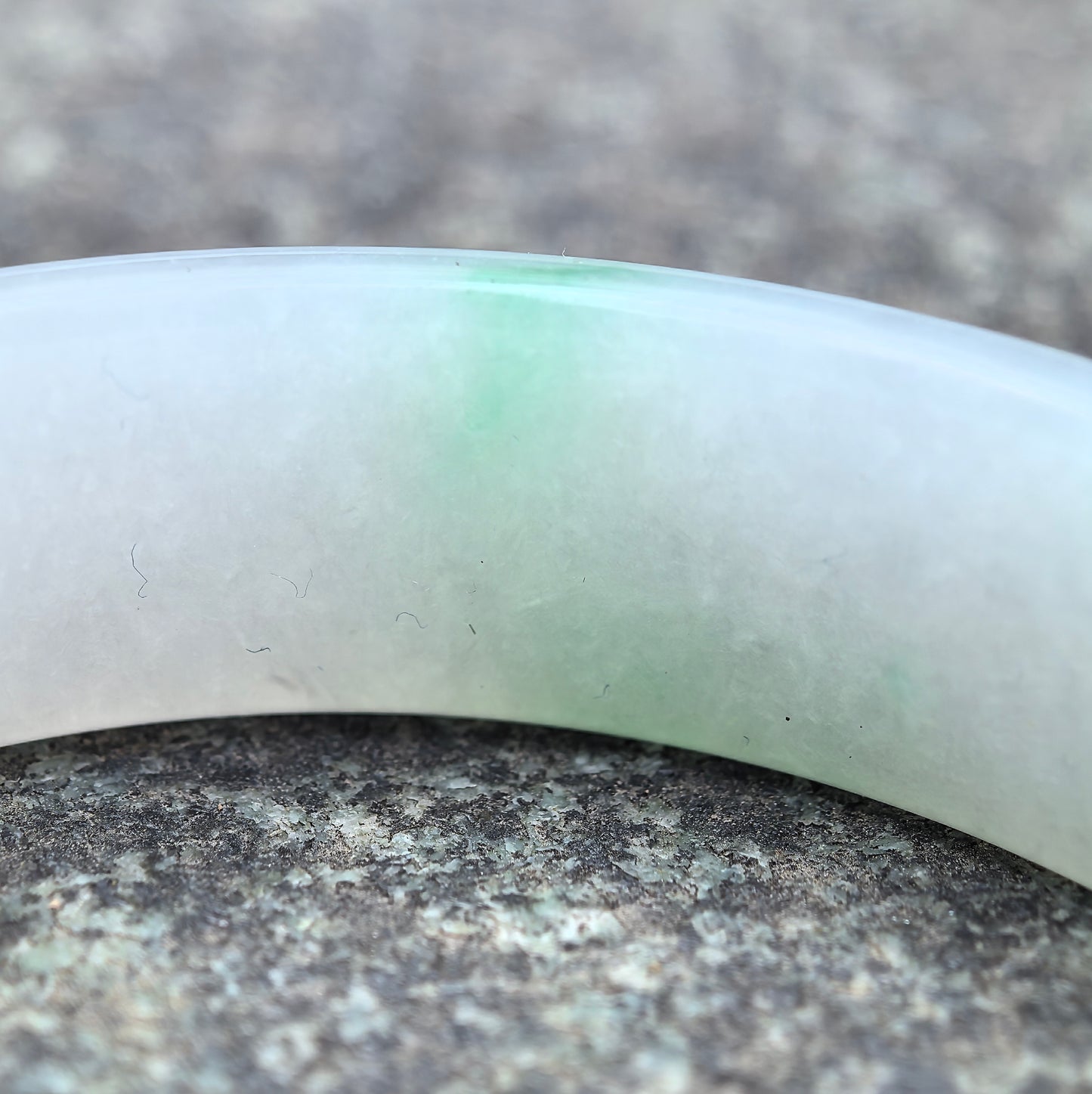 Natural Grade-A Jadeite Floating Green Oval Bangle · Burmese Jade 51mm