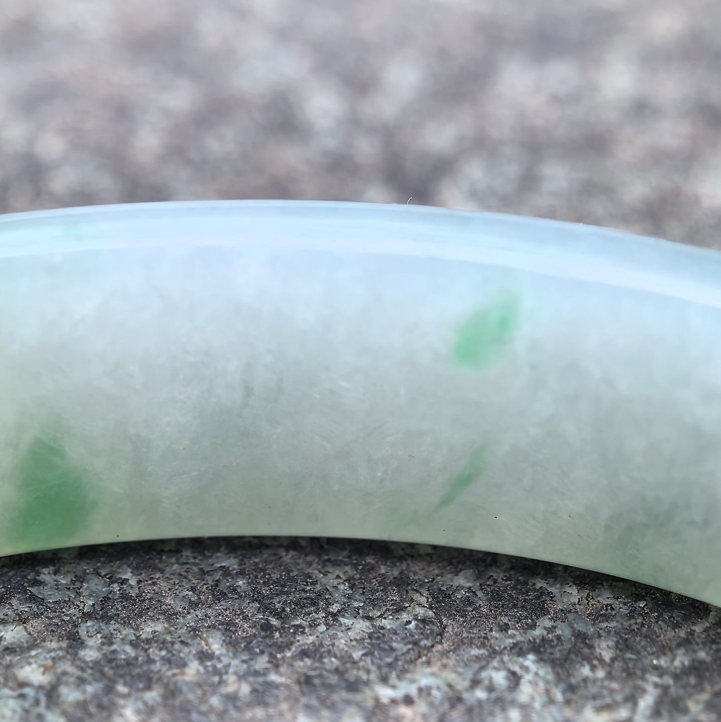 Natural Grade-A Jadeite Floating Green Oval Bangle · Burmese Jade 51mm