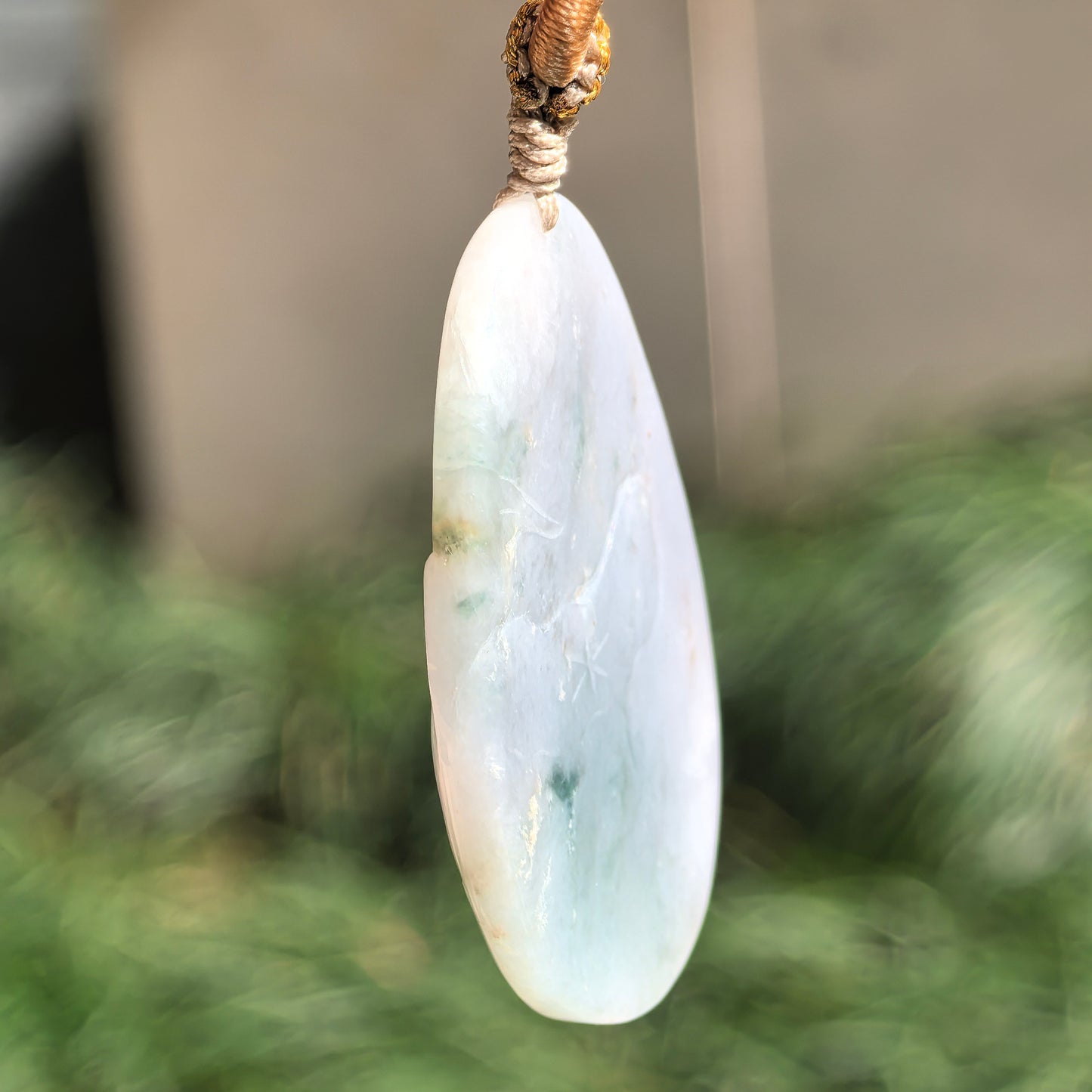 Natural Grade-A Glutinous Jadeite Blue Blossom Garden Pendant · Burmese Jade