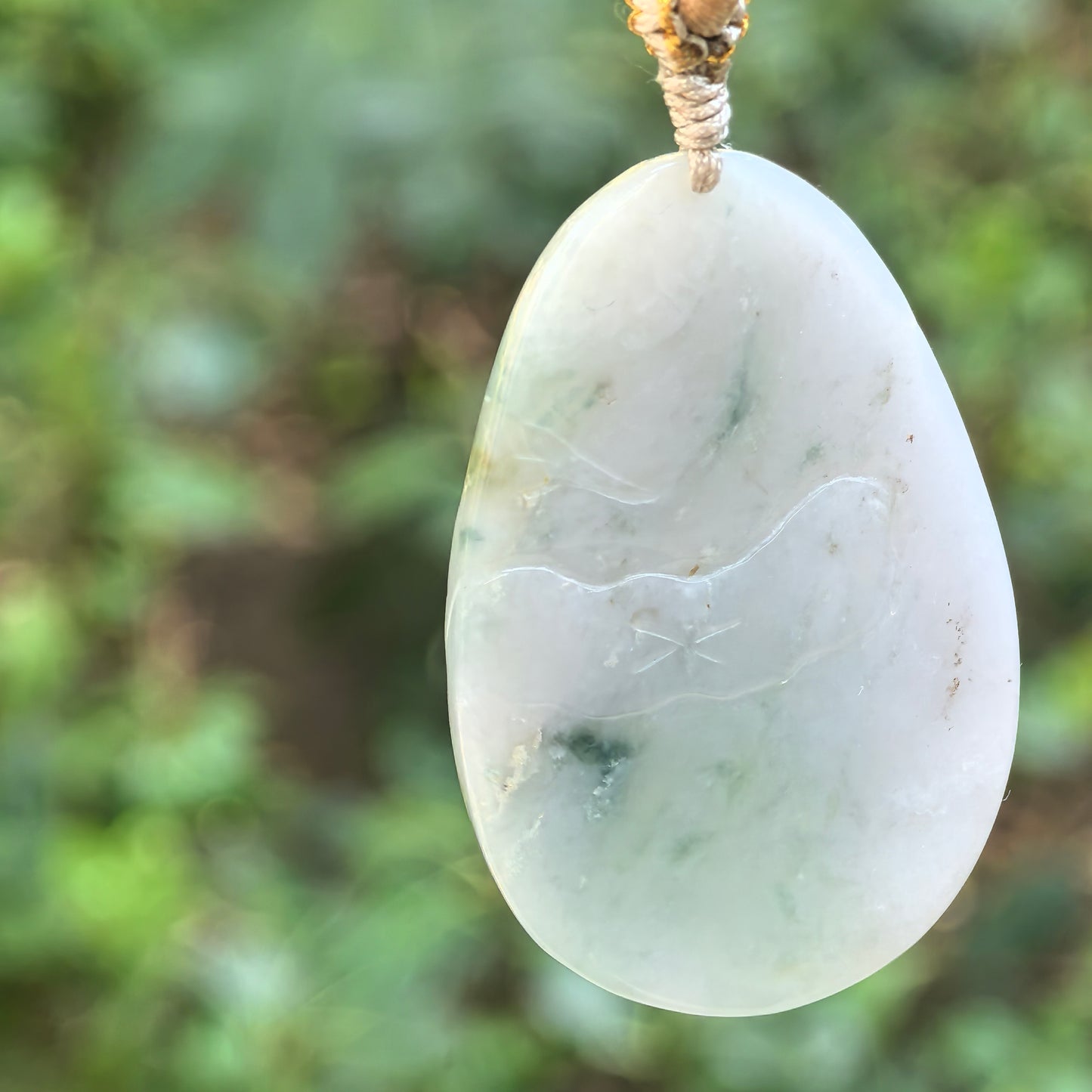 Natural Grade-A Glutinous Jadeite Blue Blossom Garden Pendant · Burmese Jade
